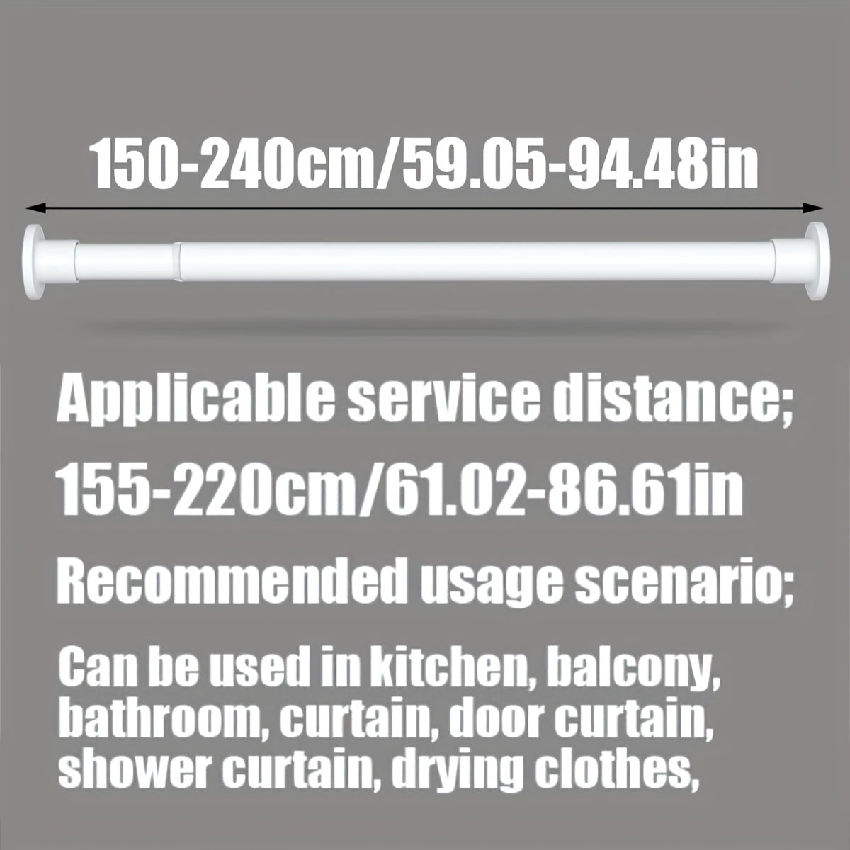 Moslashuvchan Rustproof Metal Curtain Rod Uzaytiradigan G'ichqichli Tension uchun Hammom, shkaf, deraza, eshik
