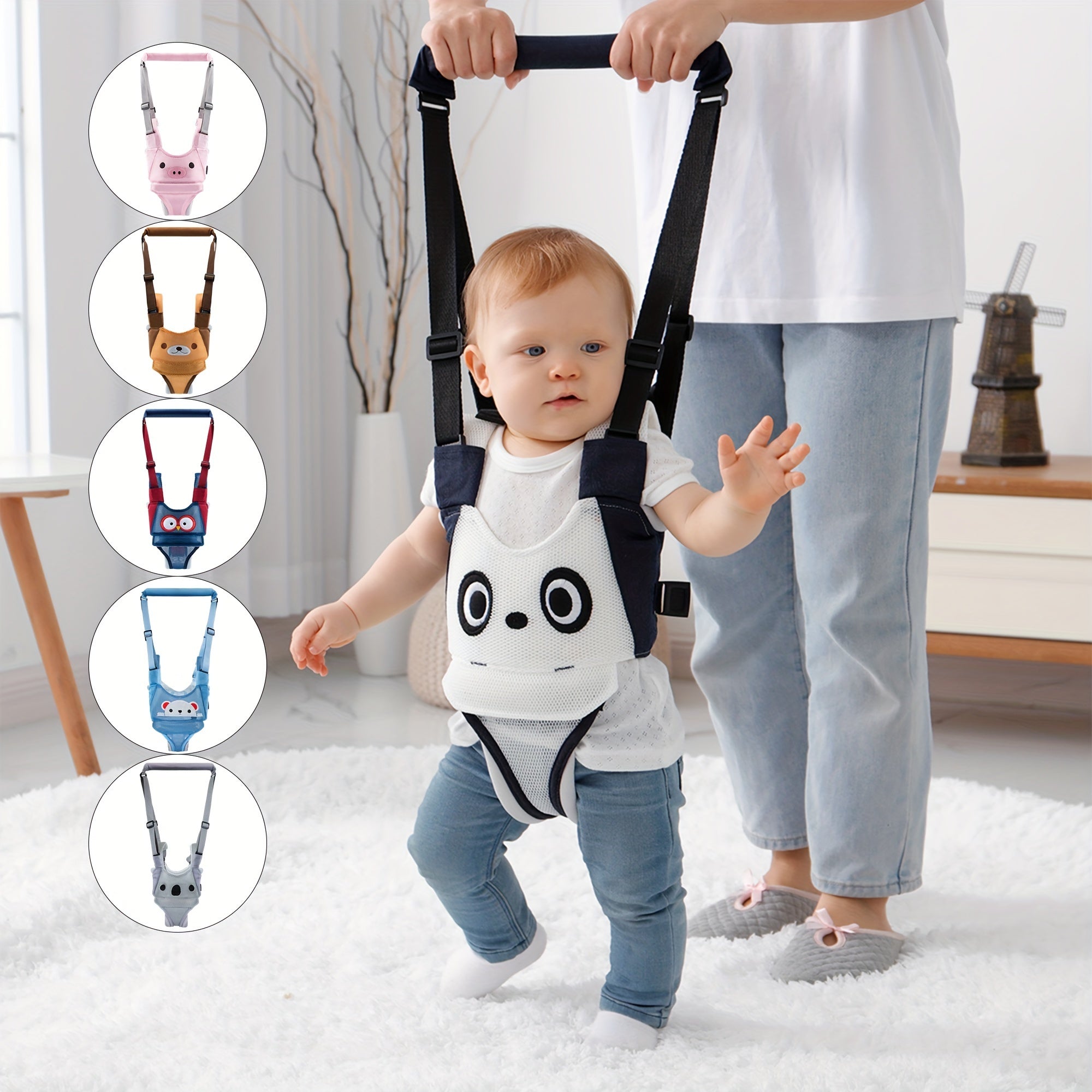Adjustable Toddler Walking Harness with Anti-Fall Mesh for Ages 0-3 Safe and Cute Pig Design