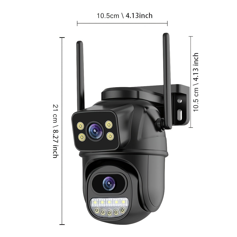 4K Wireless PTZ Security Camera with Auto-Tracking Dual Lens Night Vision Two-Way Audio SD Card Cloud Storage