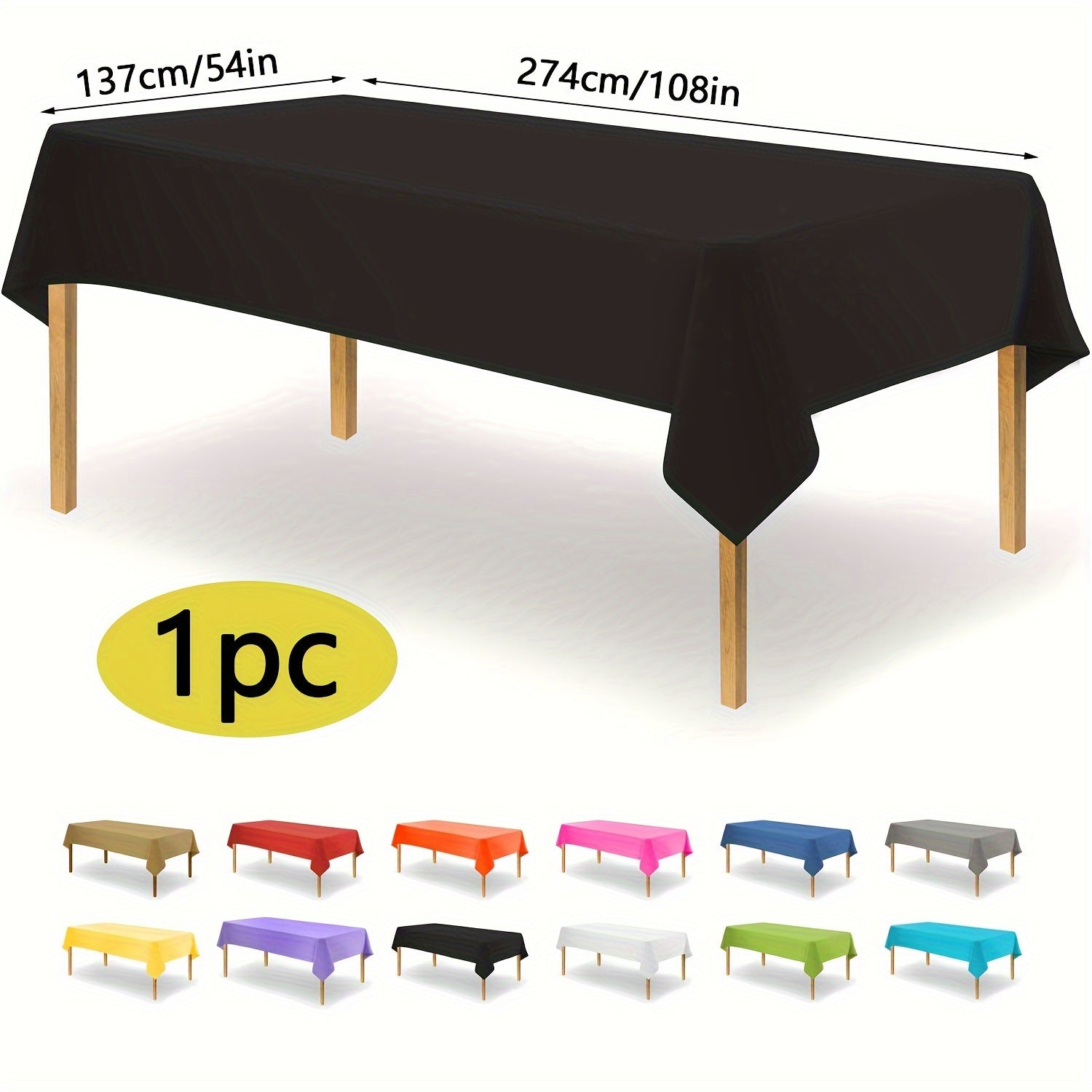 Rectangular Waterproof Plastic Tablecloth 137x274cm for Weddings Parties