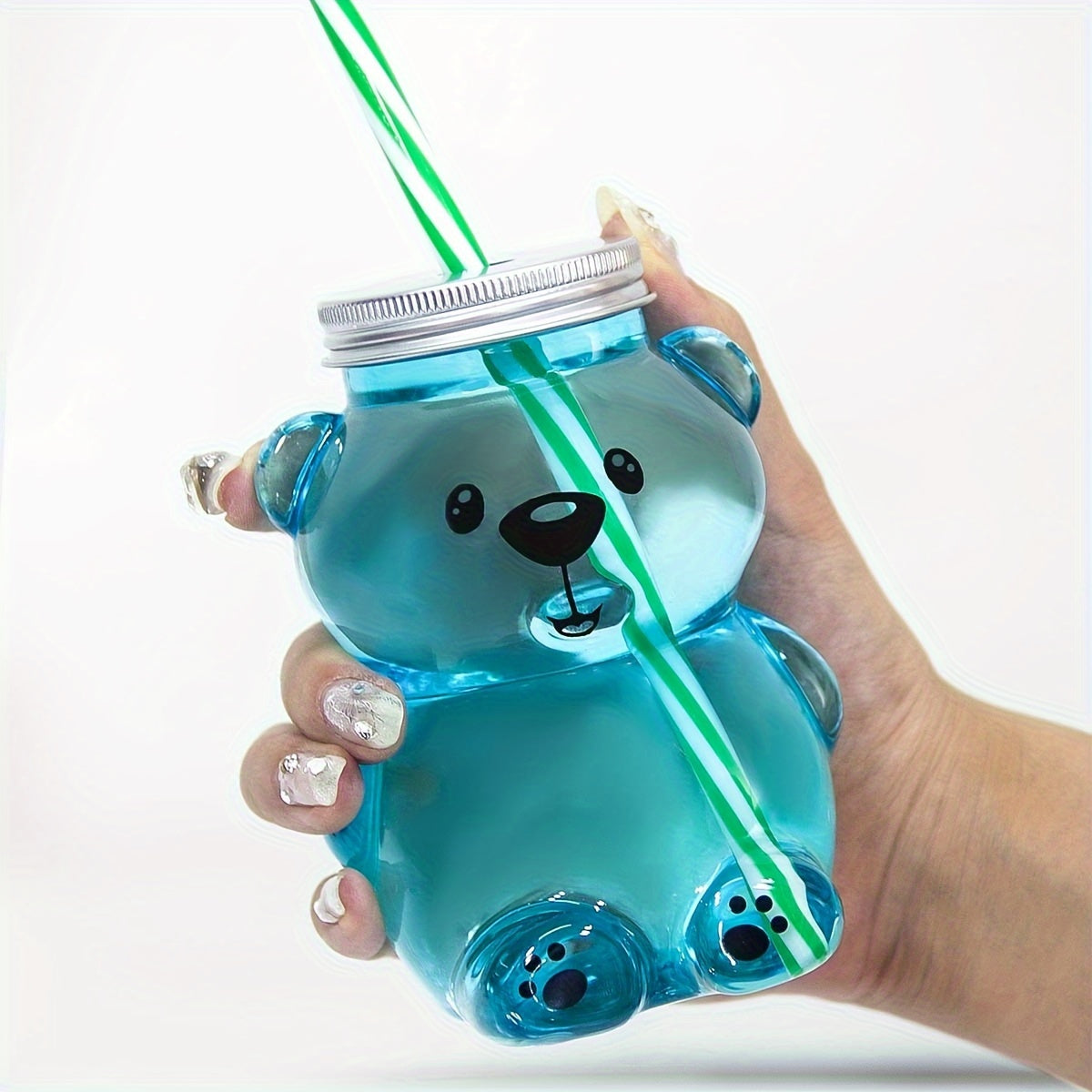 Kids' Cartoon Bear Straw Cup Plastic Durable Drinkware for Children