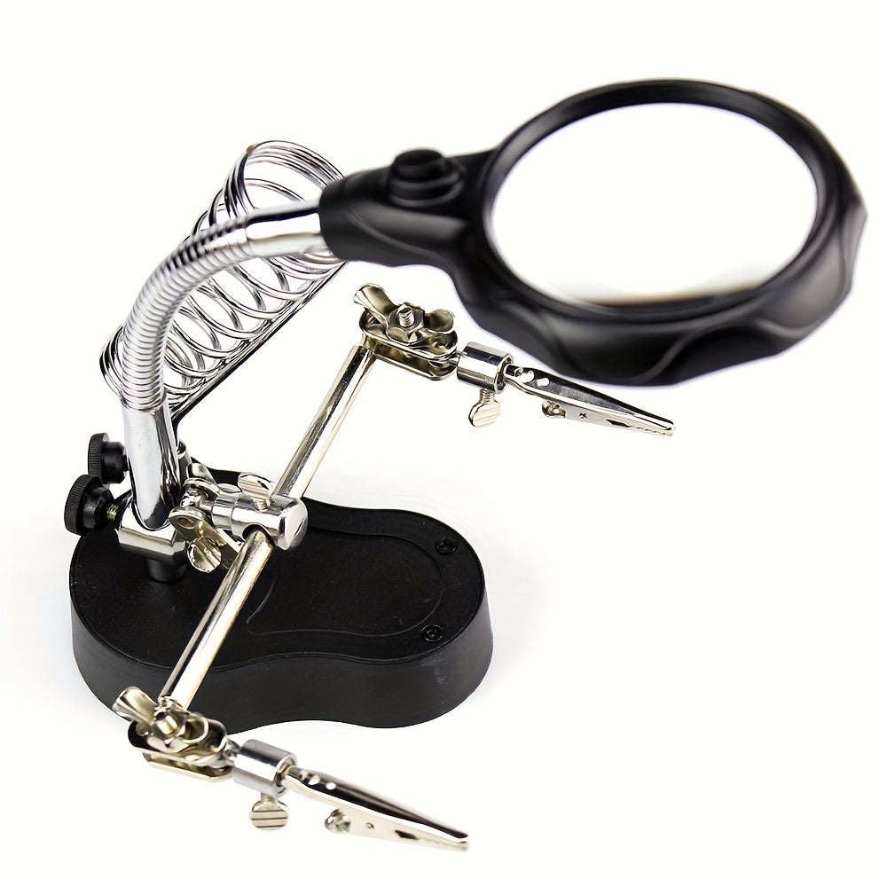 Magnifying Glass Stand with LED Lights Helping Hand Soldering Aid with Clamp