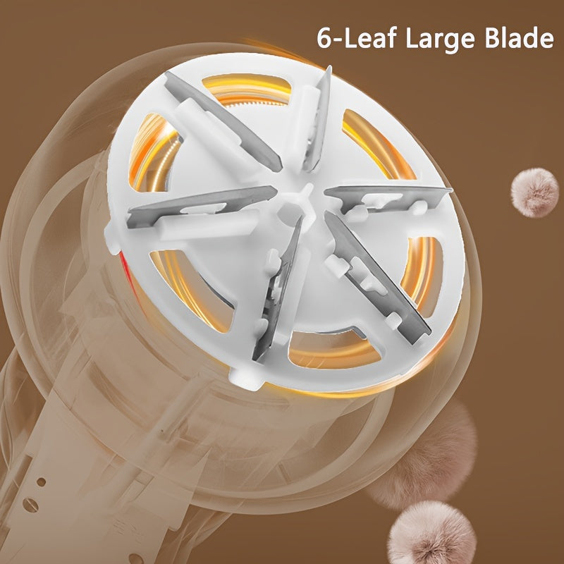 USB orqali zaryadlanadigan batareyali, LED ko'rsatkichli va kiyim va mebel uchun 2 tezlikka ega lint olib tashlagich.