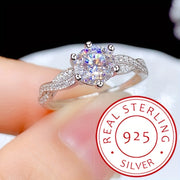 3.1g Moda S925 Toza Kumush Ikki Qavatli Olti Qisqichli Dumaloq O'rnashgan Xoch Geometrik Juftlik To'y Halqasi Ayollar Uchun