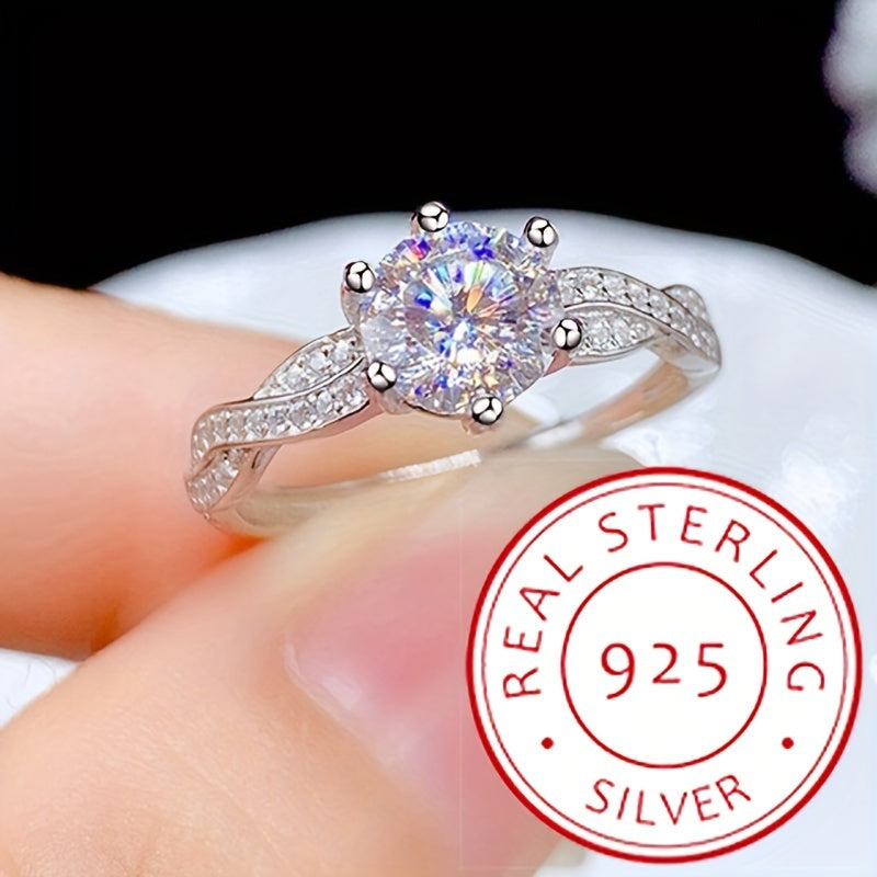 3.1g Moda S925 Toza Kumush Ikki Qavatli Olti Qisqichli Dumaloq O'rnashgan Xoch Geometrik Juftlik To'y Halqasi Ayollar Uchun