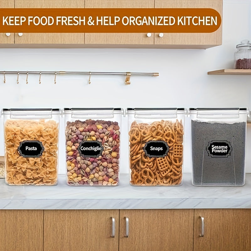 Set of 4 Airtight Food Storage Containers 5.2L Plastic Pantry Organizer