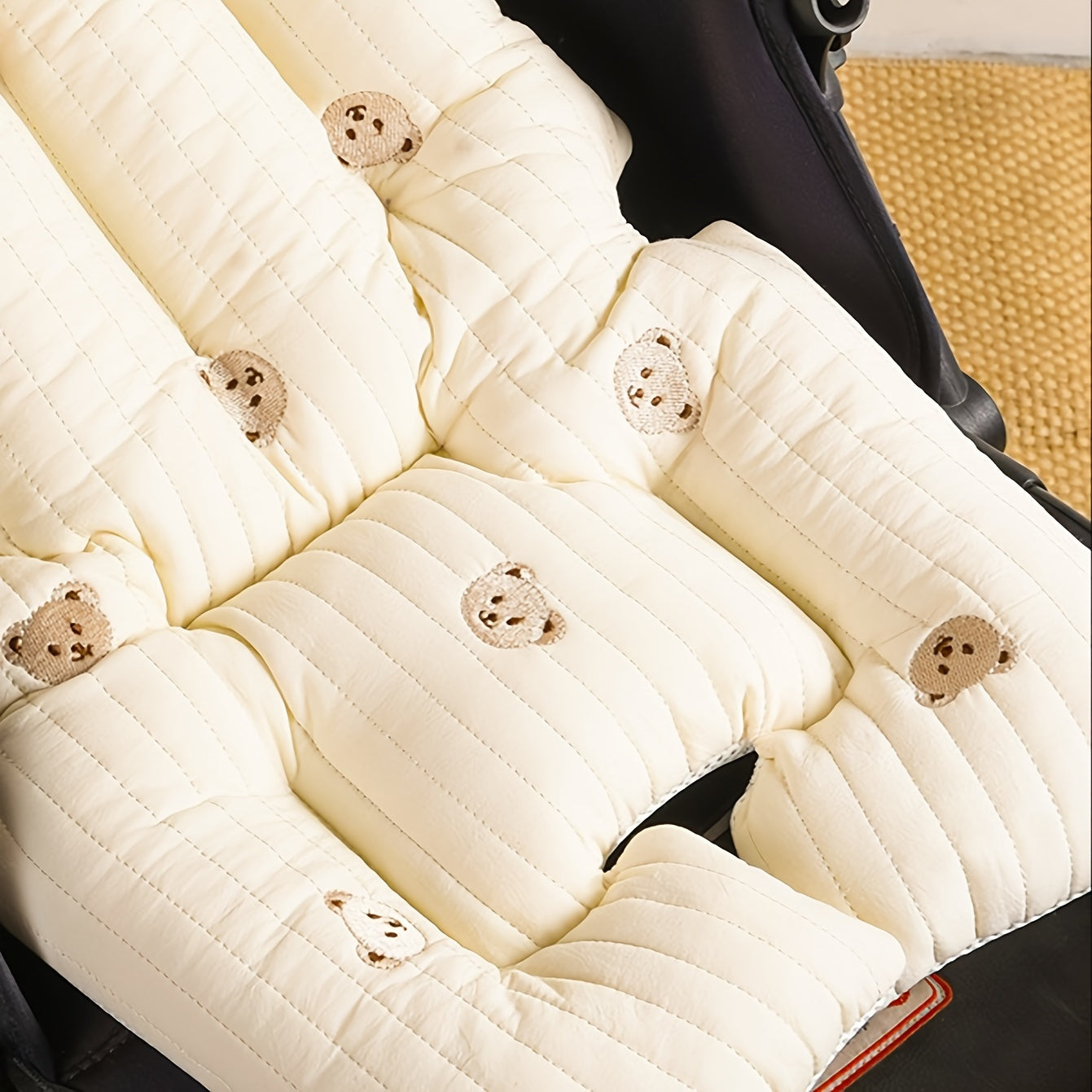 Thick Stroller Seat Cushion for Comfort Polyester Fabric Baby Carriage Pad