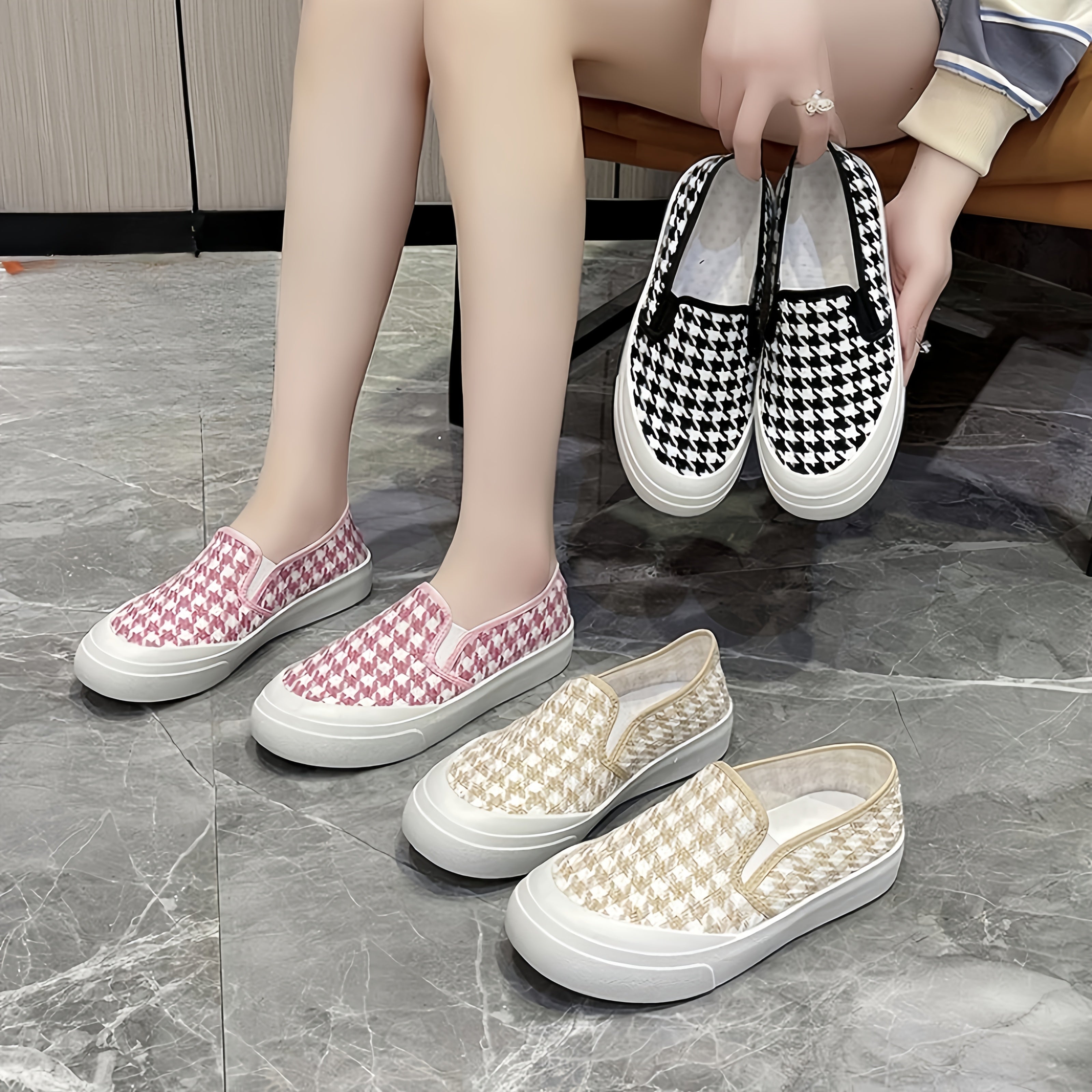 Women's Slip-On Platform Loafers Breathable Fabric Cushioned EVA Rubber Sole