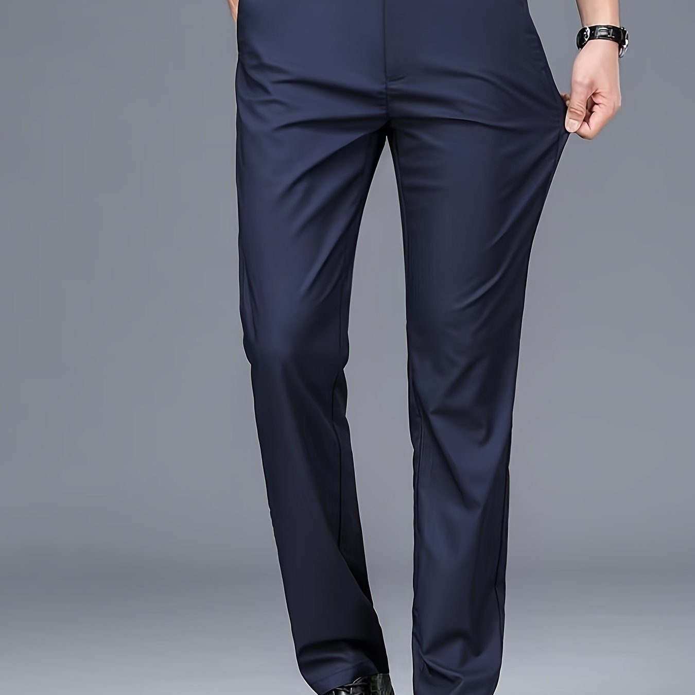 Men's Straight Leg Suit Pants Polyester Solid Casual Formal Autumn Winter