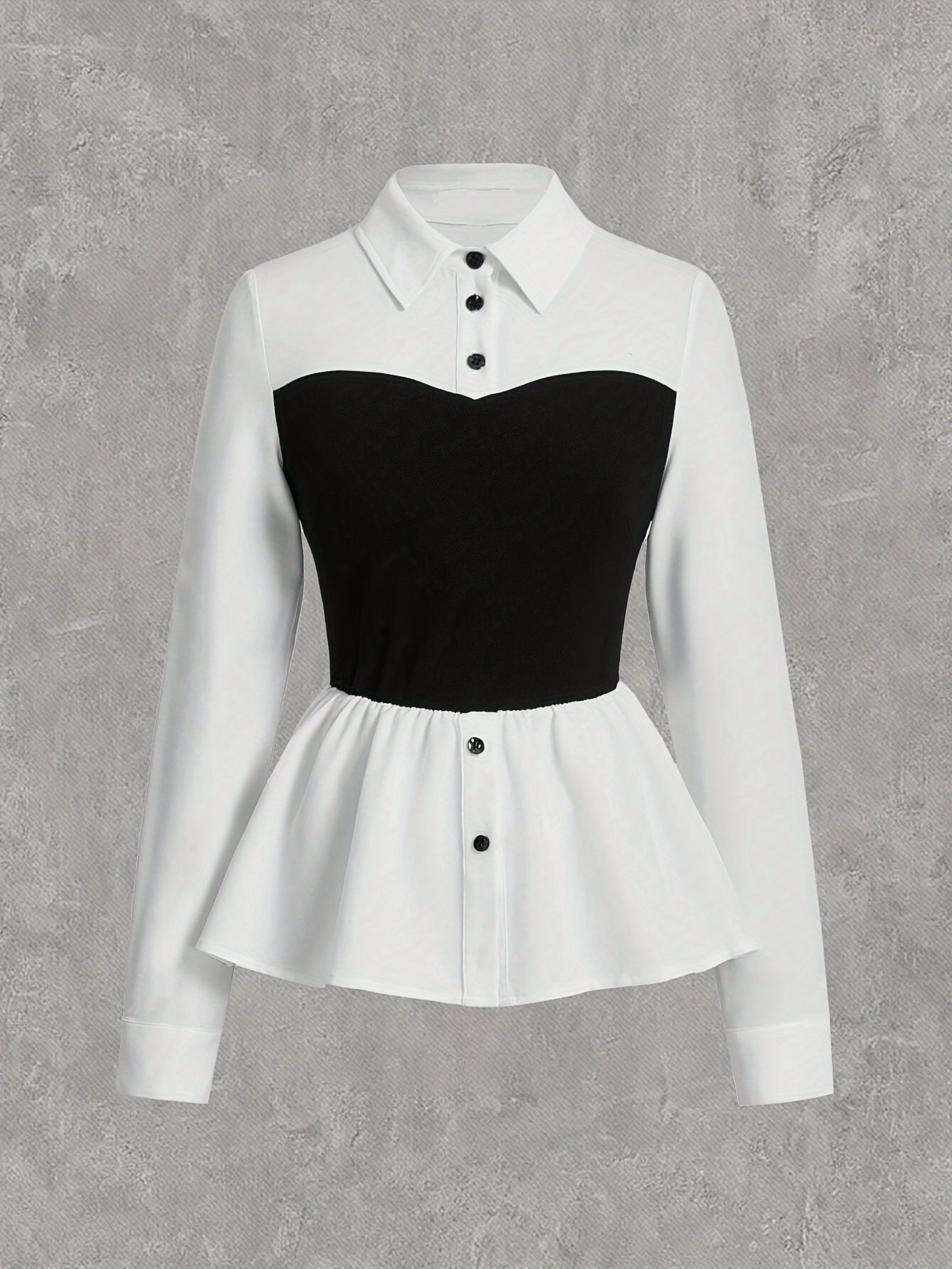 Women's Color Block Knit Blouse with Embroidered Hem Polyester Semi-Sheer for Spring Summer Fall