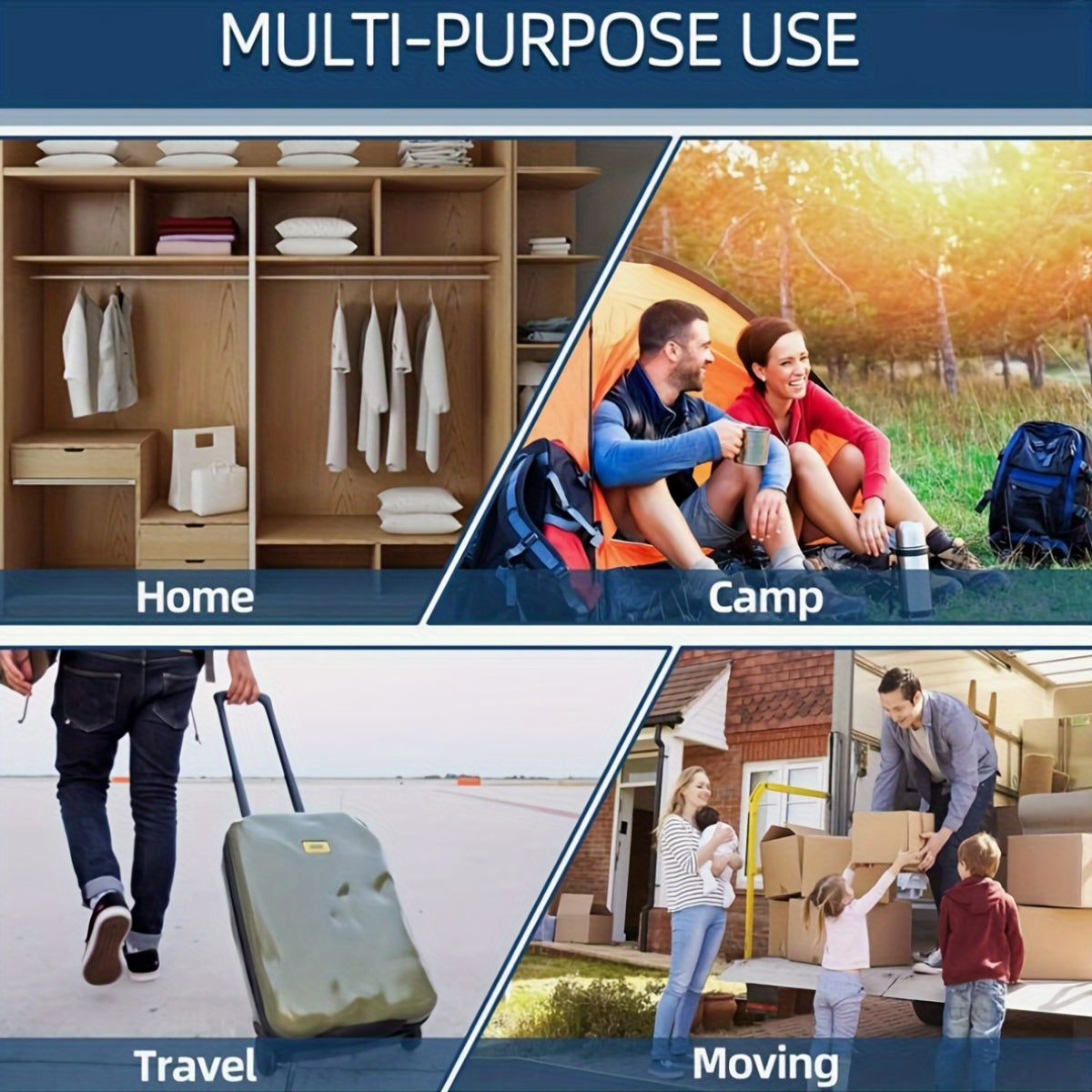 Набор из 10 вакуумных упаковочных мешков 50*70 см/20*28 дюймов с розовым ручным насосом, универсальные пластиковые мешки с застежкой-молнией, идеальные для экономии места во время путешествий, кемпинга, переезда и организации вашего дома и кухни.