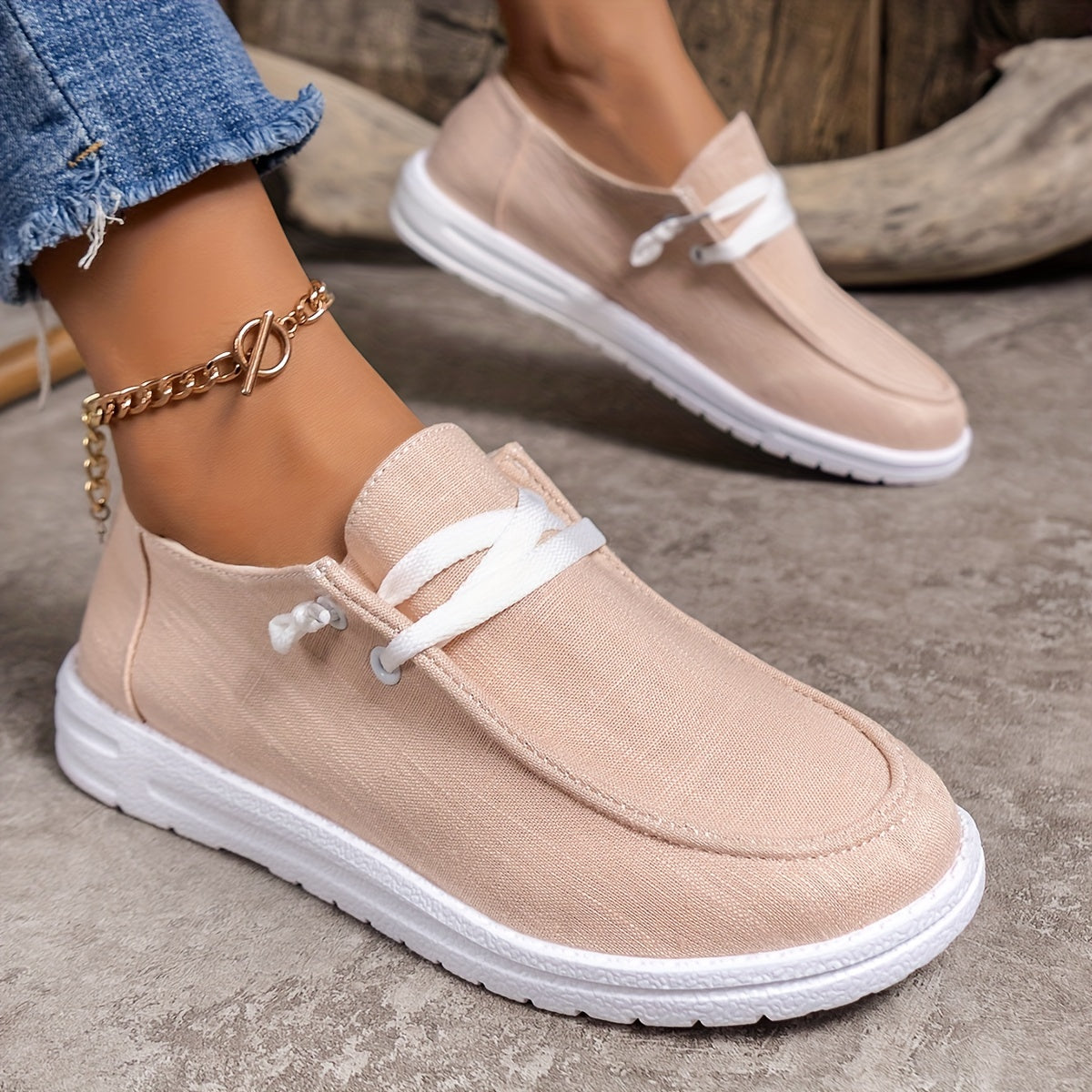 Women's Canvas Slip-On Loafer Shoes Casual Outdoor Footwear