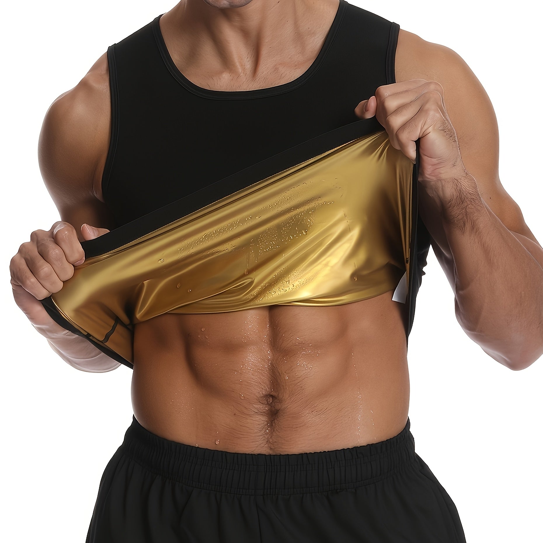 Men's Sauna Sweat Shaping Sportswear Tank Top for Fitness Training Slimming Polyester