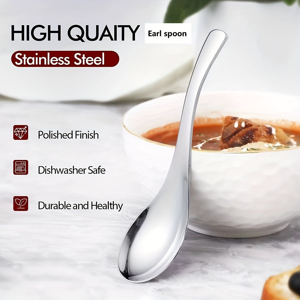 Set of 6 Heavyweight Stainless Steel Soup Spoons Dishwasher Safe Classic Design