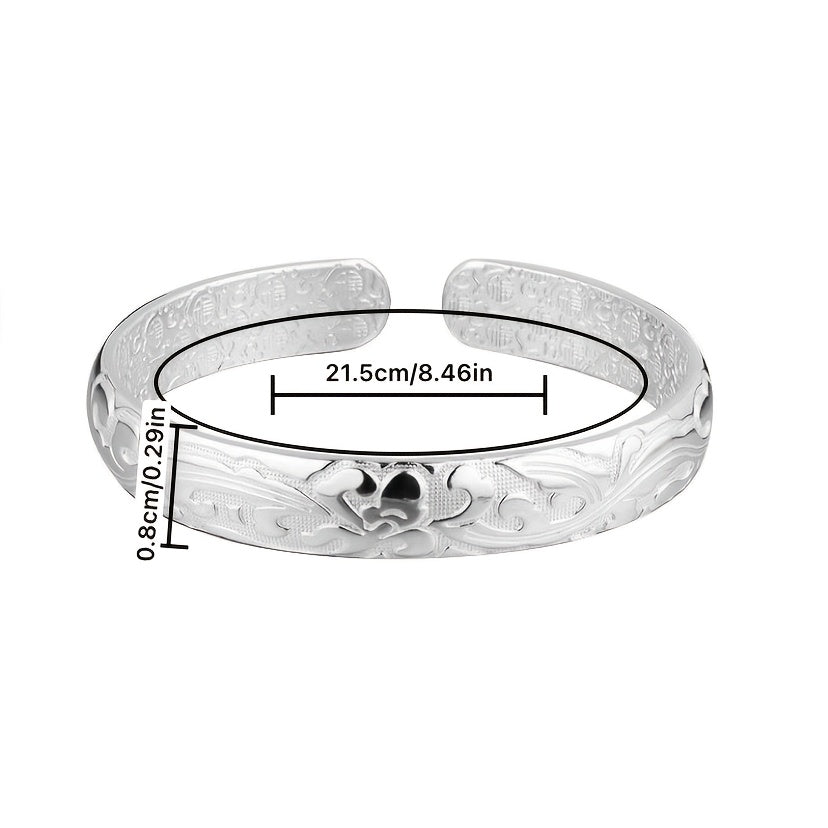 Sterling Silver Bracelet Floral Pattern Adjustable Jewelry Gift for Mom or Girlfriend