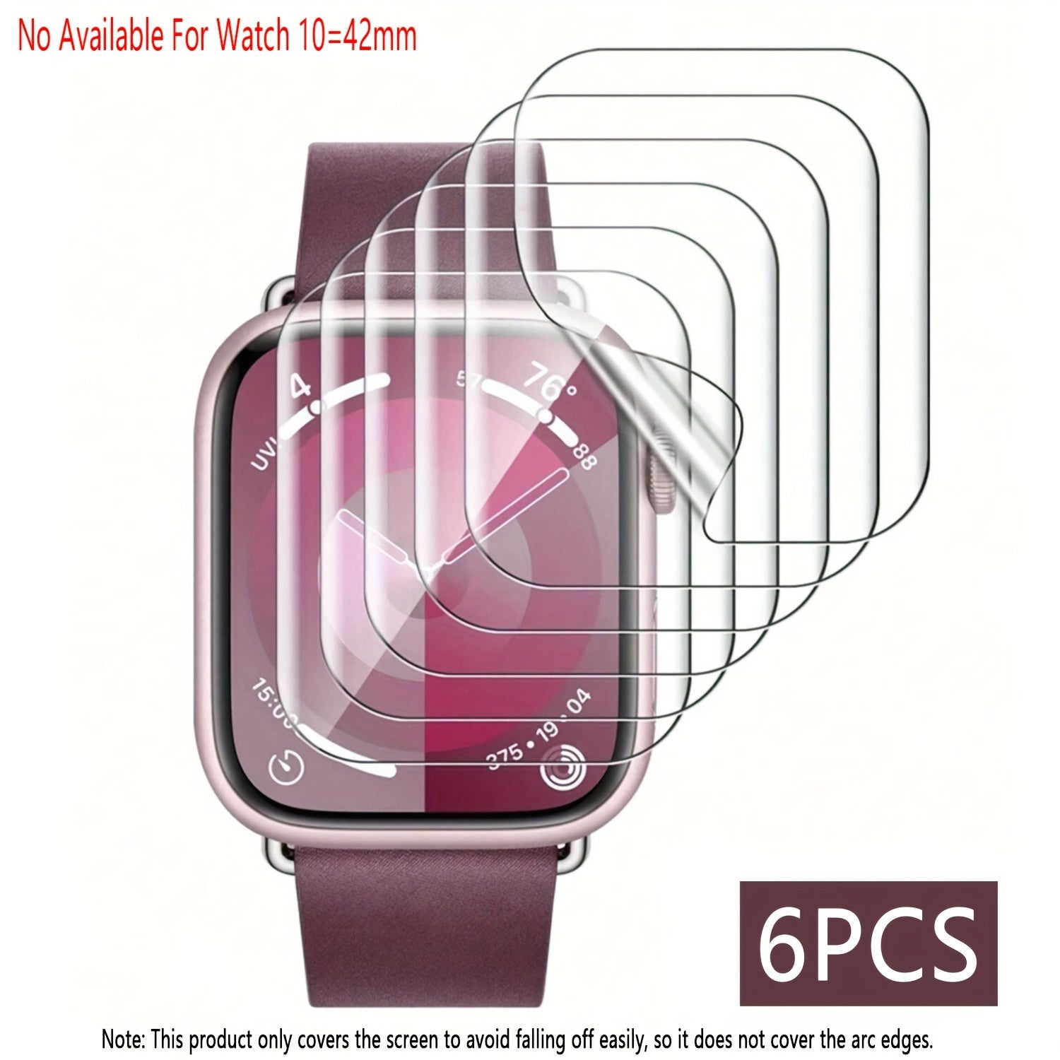 6 Pack Clear TPU Hydrogel Screen Protectors for Apple Watch Series Compatible