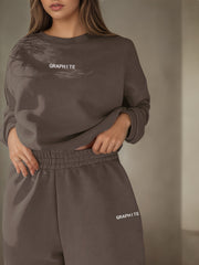 Plus Size Women's Casual Sportswear Set Polyester Brown Joggers Sneakers