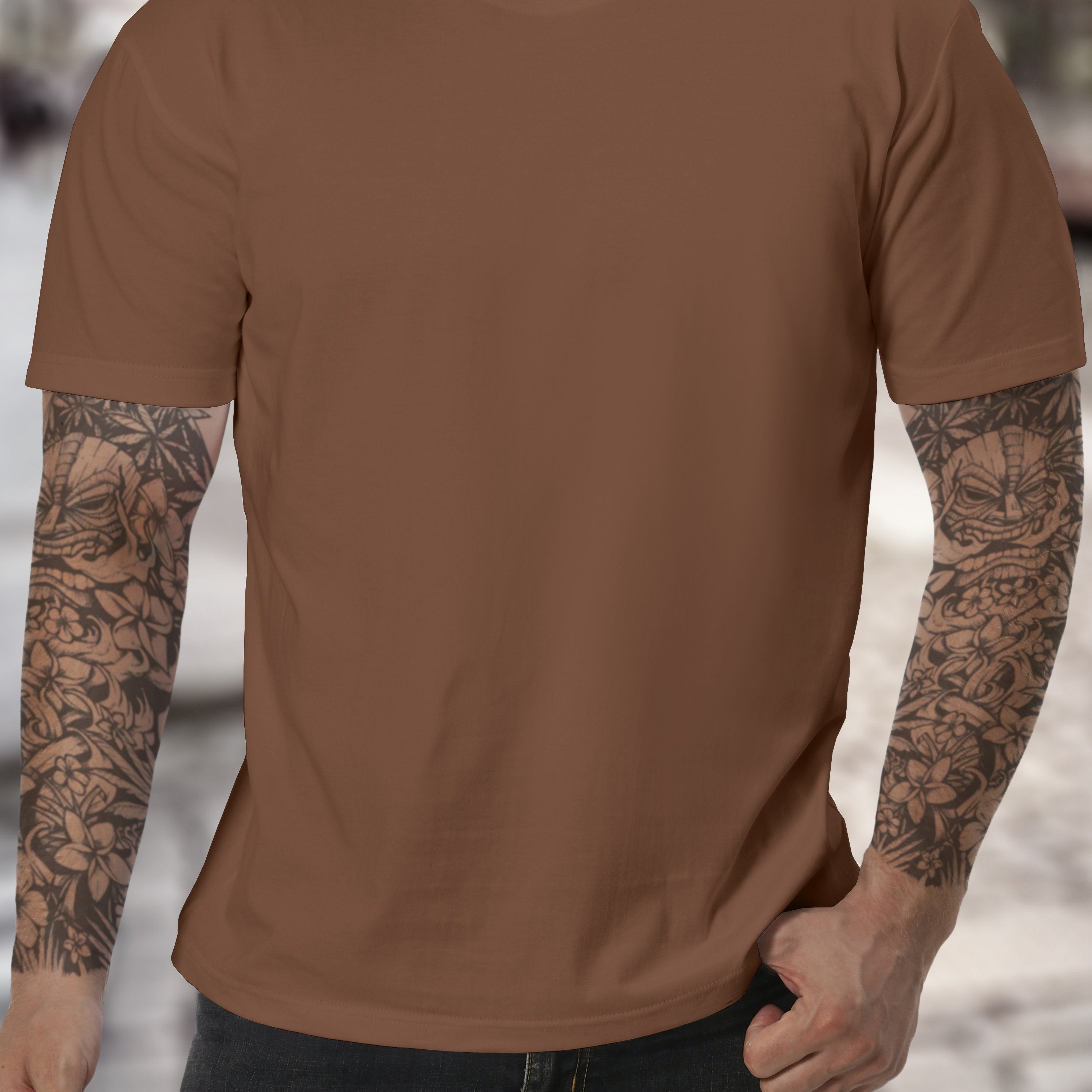 Camiseta de manga corta de algodón de color sólido para hombre, comodidad en verano