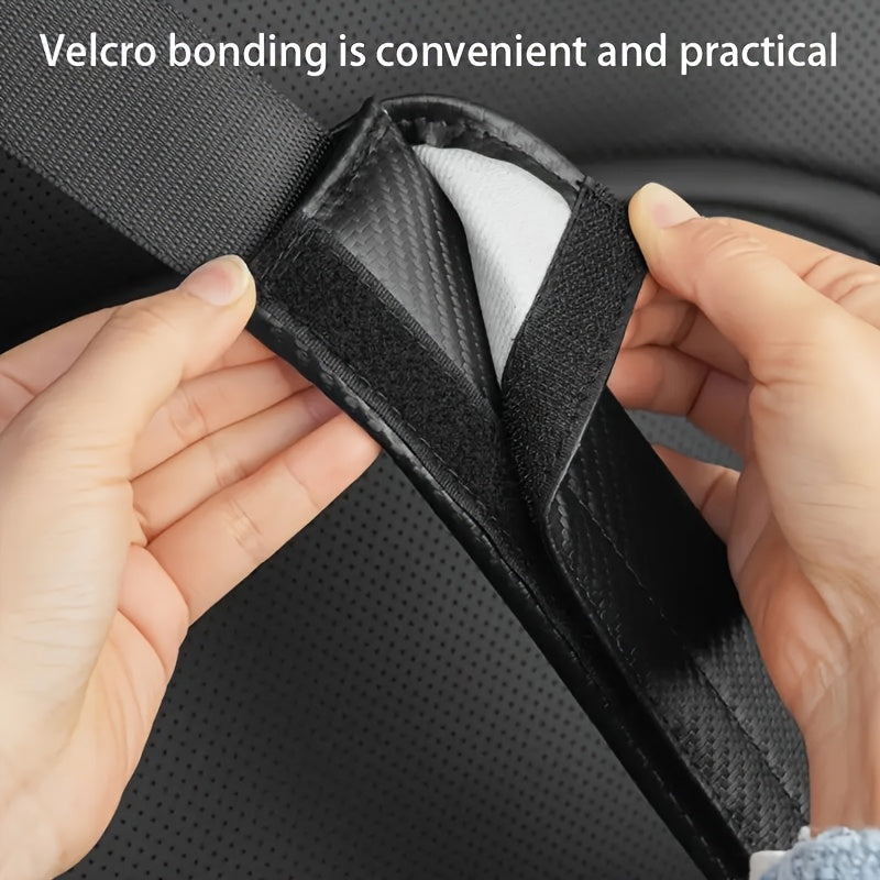 2 Pcs Car Seat Belt Shoulder Pads PU Leather Carbon Fiber Style Cushion for Comfort