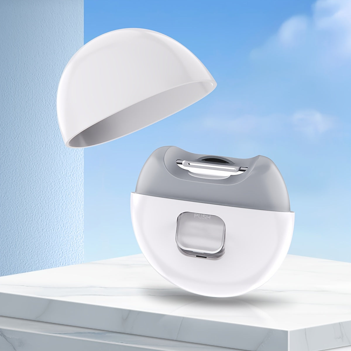 LED chiroq bilan USB orqali zaryadlanadigan elektr tirnoq kesgichi, tez manikur, oq va kulrangda portativ dizayn.