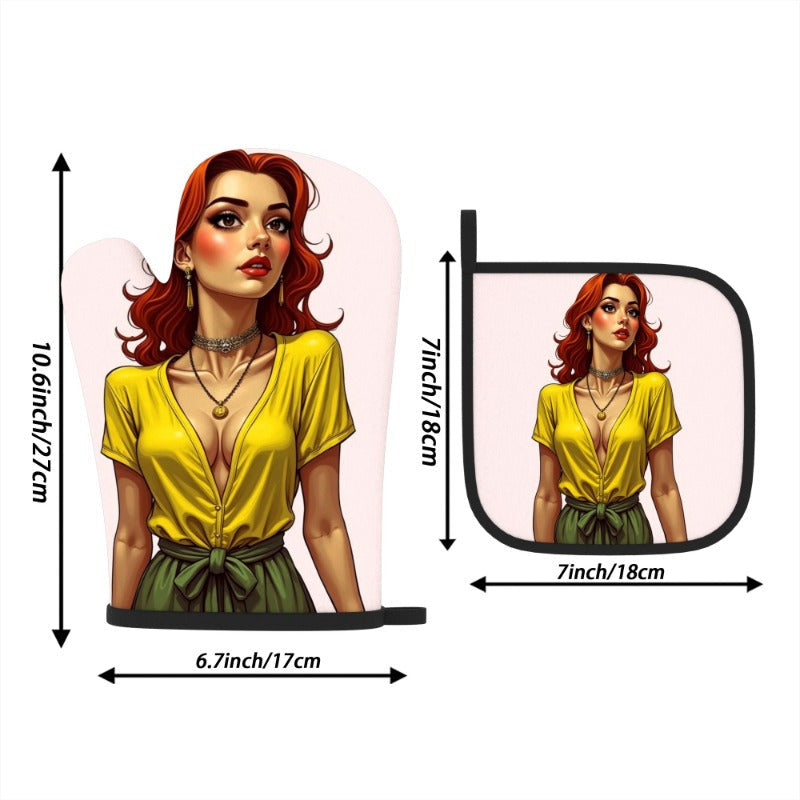 Набор из 2 прихваток и подставок для кастрюль, размером 26.92*17.02 см. Эти красивые и термостойкие аксессуары идеально подходят для готовки, выпечки, декора кухни и станут отличным подарком на новоселье.