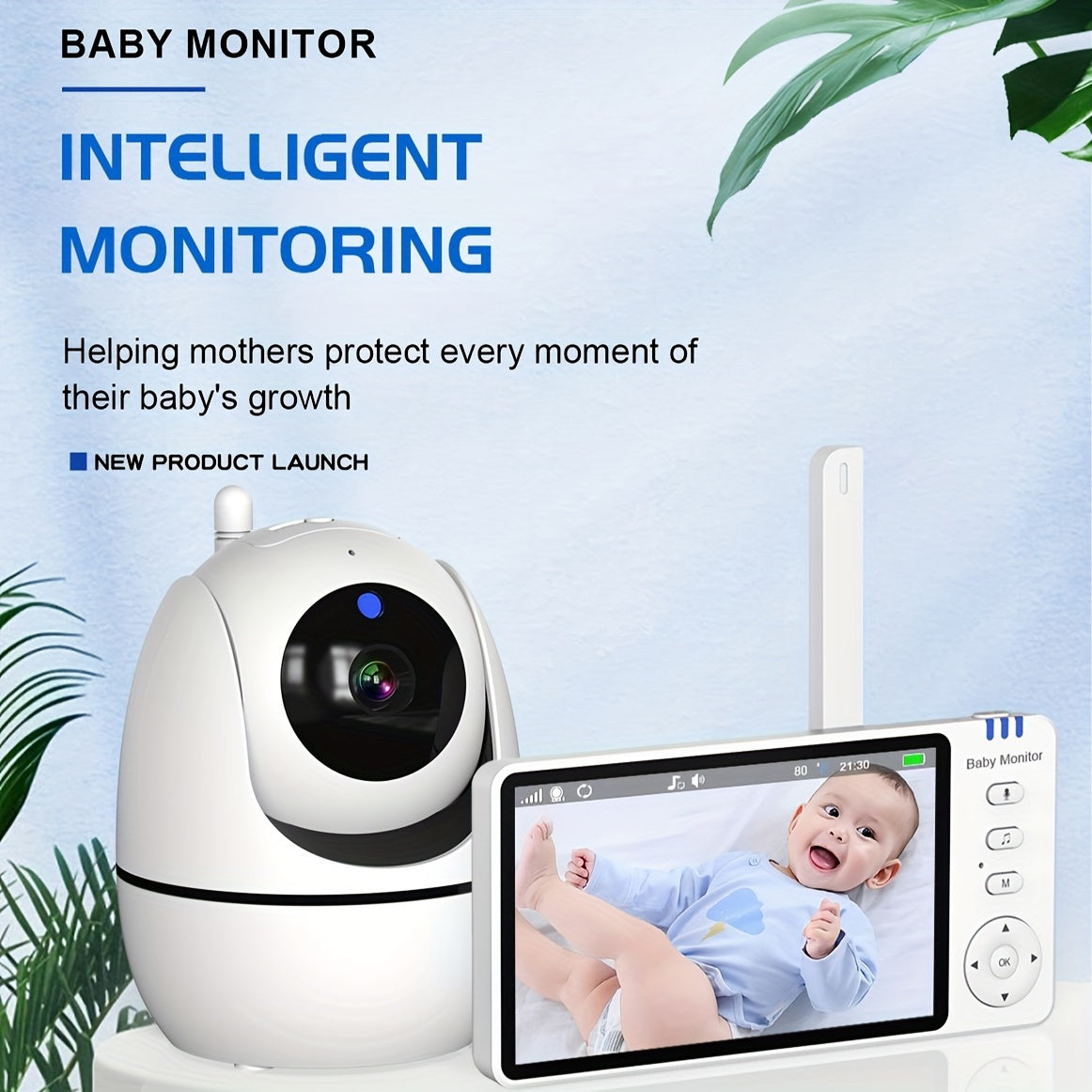 High-Definition Security Monitor with Night Vision Two-Way Audio Temperature Display Smartphone Compatible