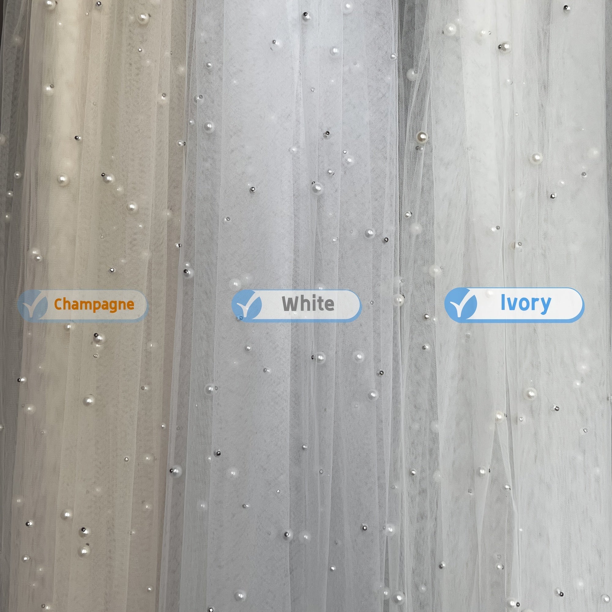 Uzun yumshoq tül to'y qizlar uchun to'y va nikoh uchun faux marjon bilan soch qopqog'i