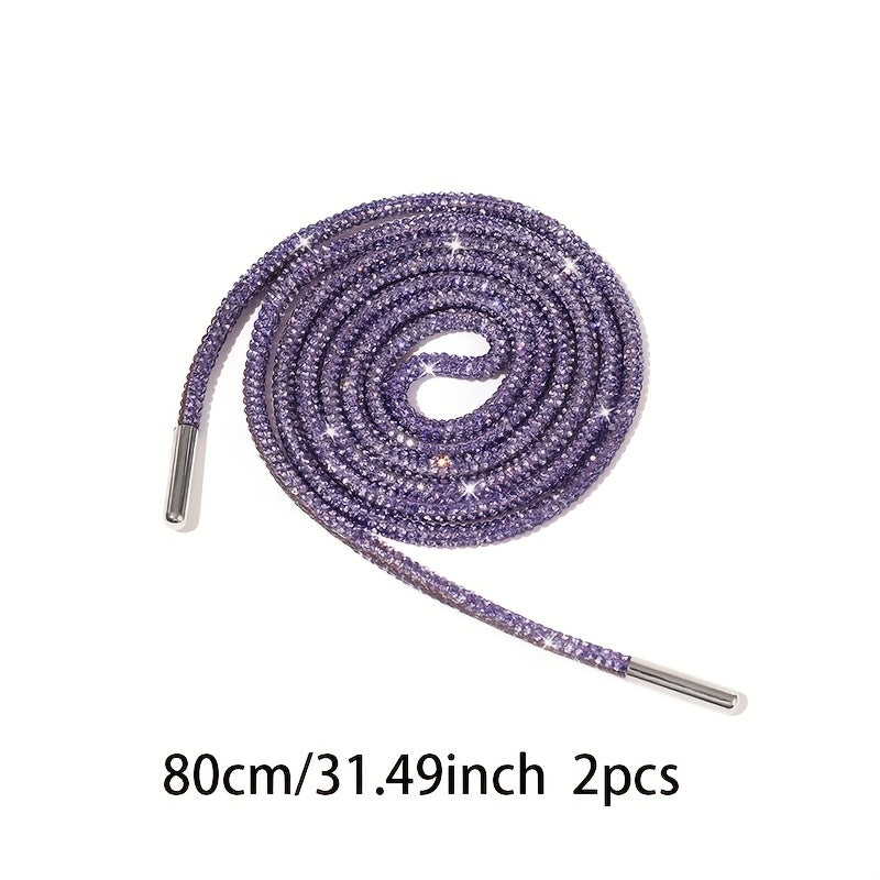 Unisex Rhinestone Shoelaces Solid Color Twist Ribbon DIY Shoe Accessories