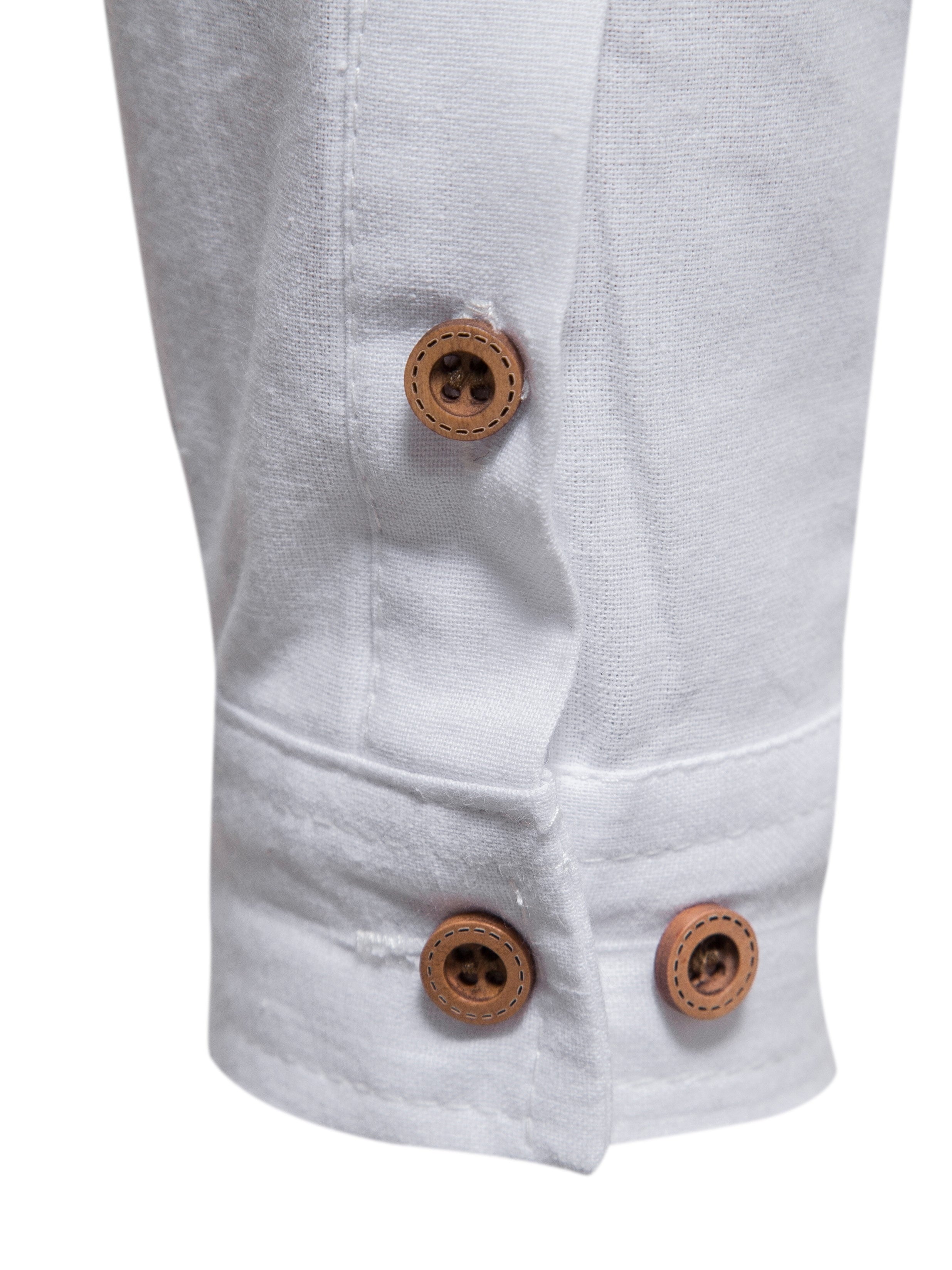 Men's Cotton Solid Long Sleeve Stand Collar Shirt for Summer Outdoor Activities