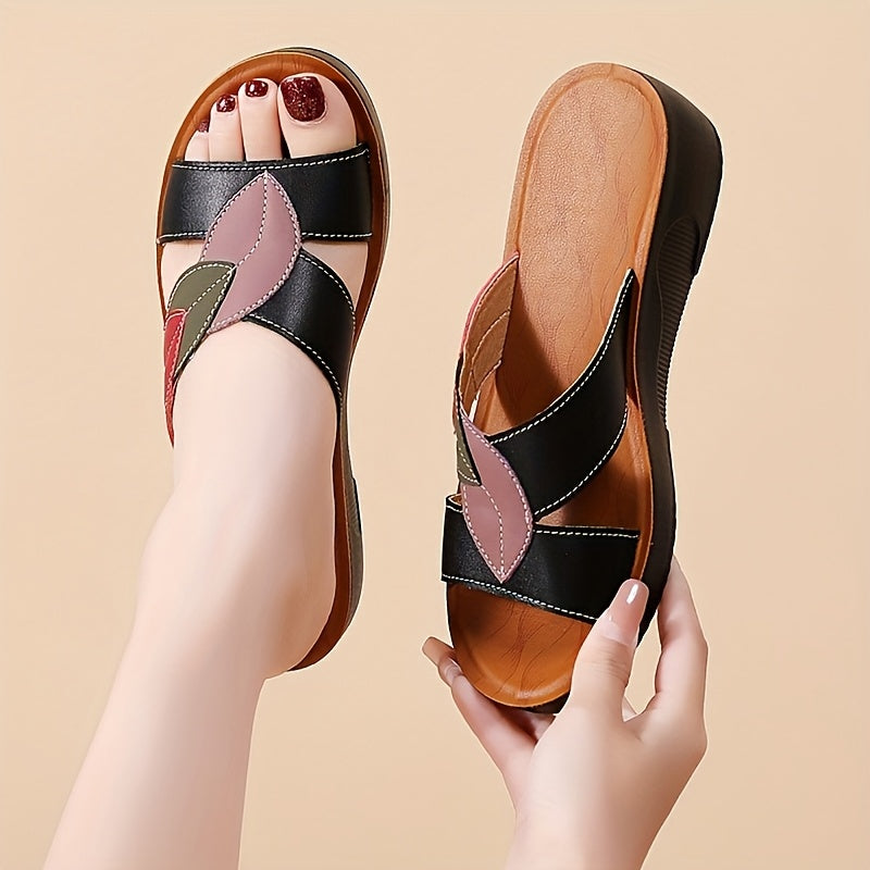 Women's Summer Casual Microfiber Mary-Jane Slide Sandals