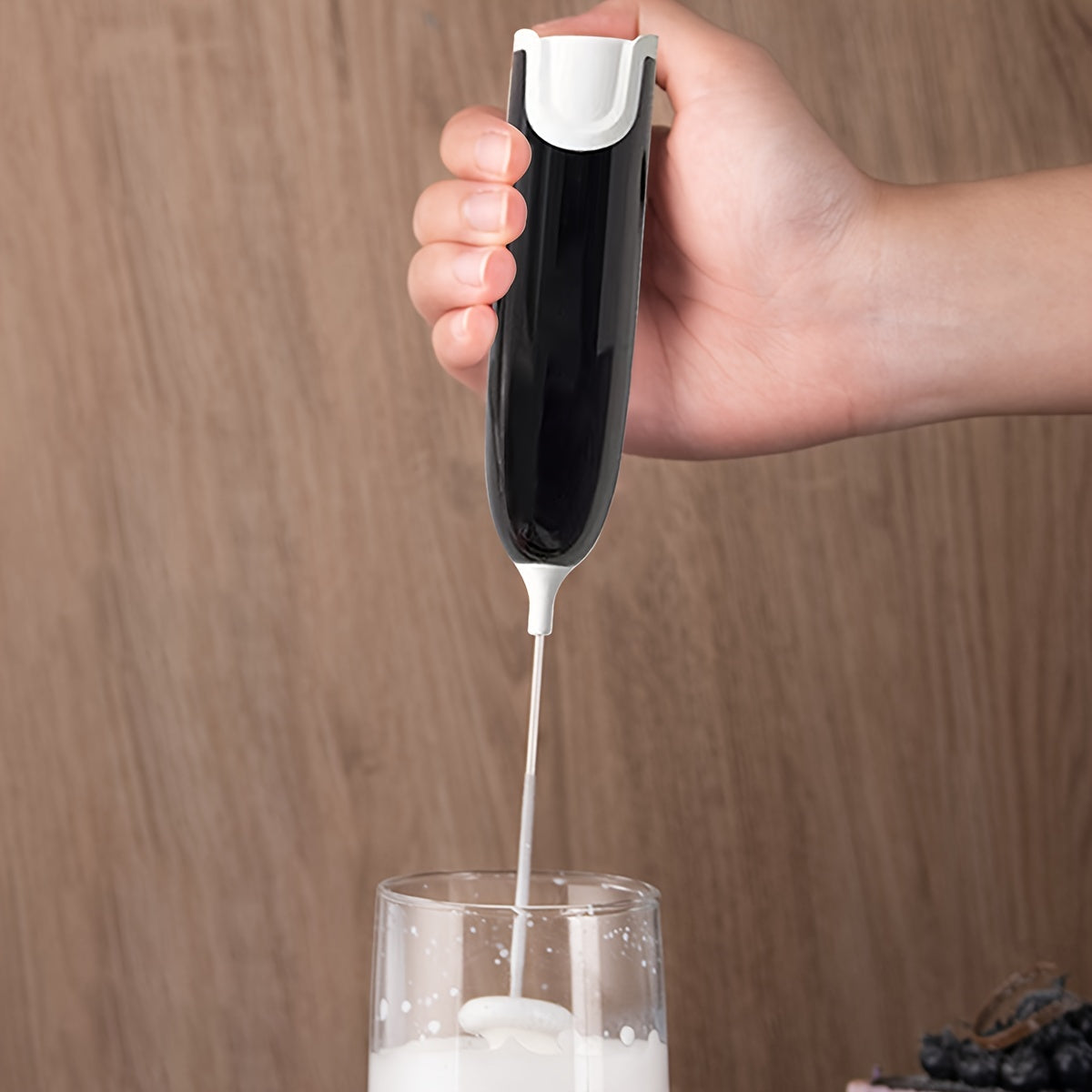 Electric Milk Frother Plastic Drink Foamer Whisk Mixer 1000RPM Battery Powered