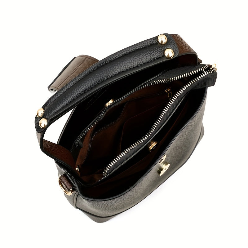 Women's Bucket Bag with Adjustable Strap Lightweight Zipper Closure