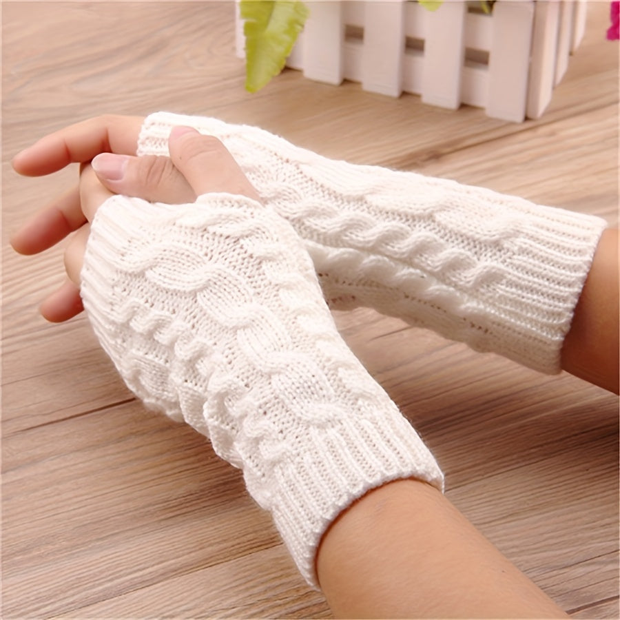 Unisex Acrylic Fingerless Arm Warmers for Casual Wear Touchscreen Compatible