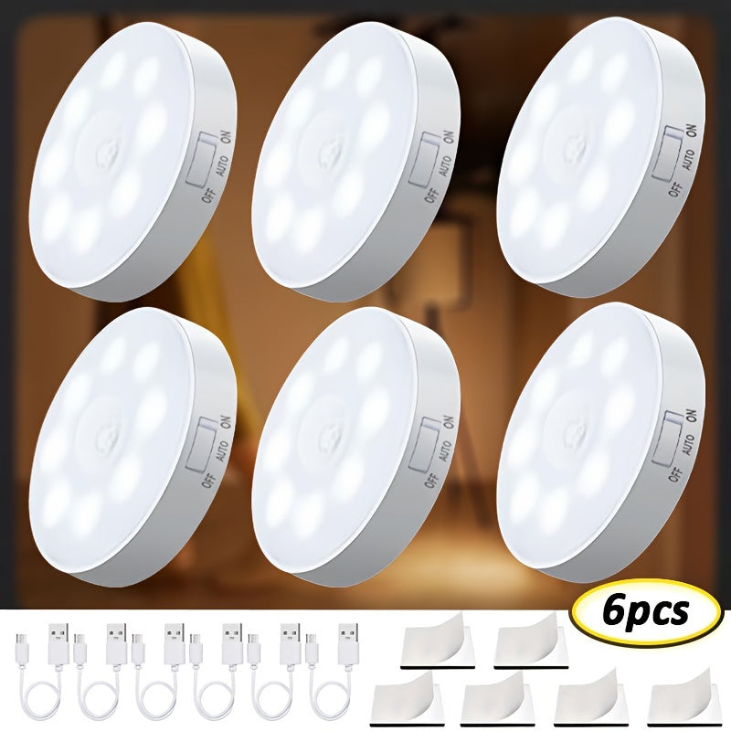 6-Pack LED Step Lights with Motion and Light Sensors Indoor Night Lights for Stairs Cabinets