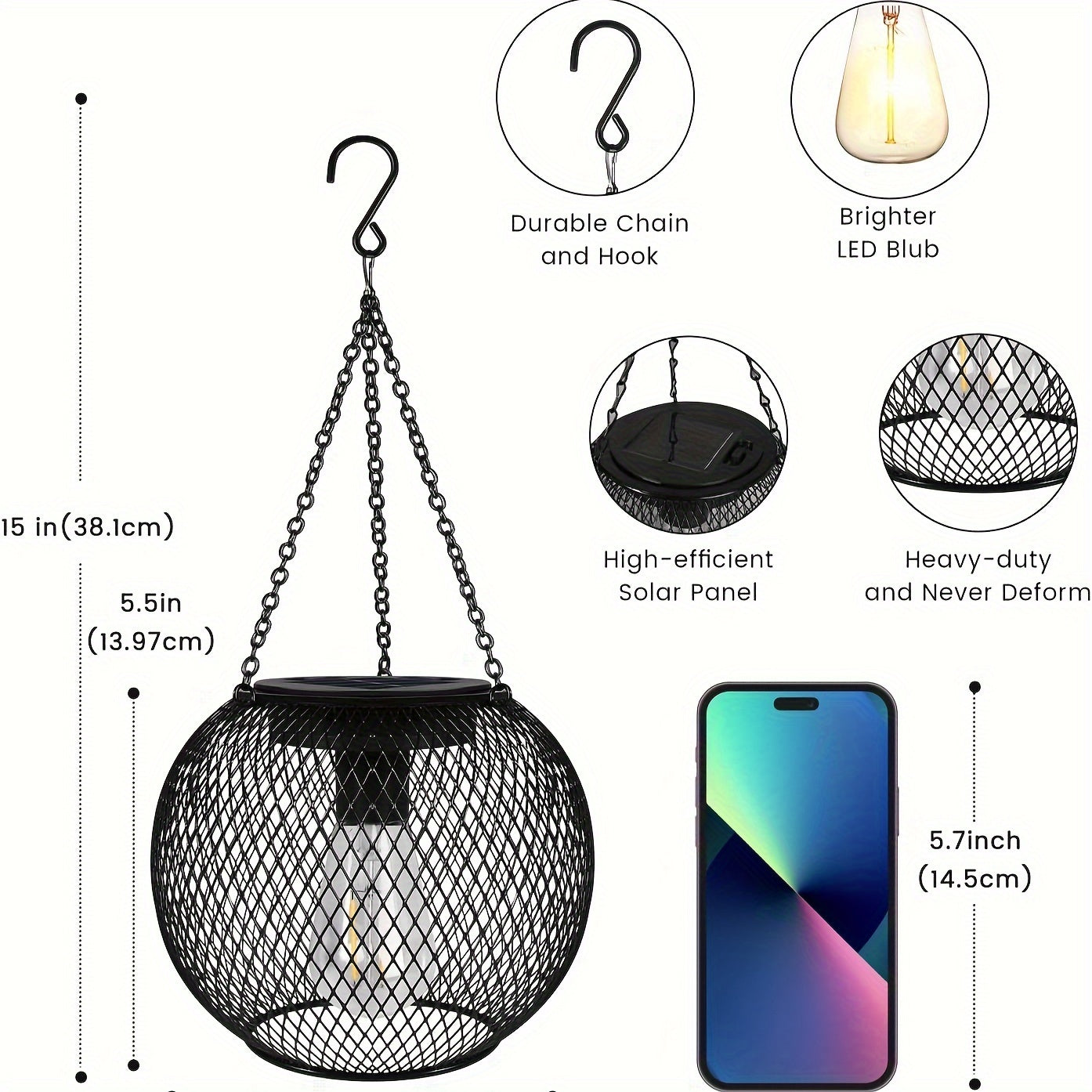 Faroles solares exteriores para decoración de jardín Pack de 1 o 2 luces de camino de metal para patio, balcón y terraza