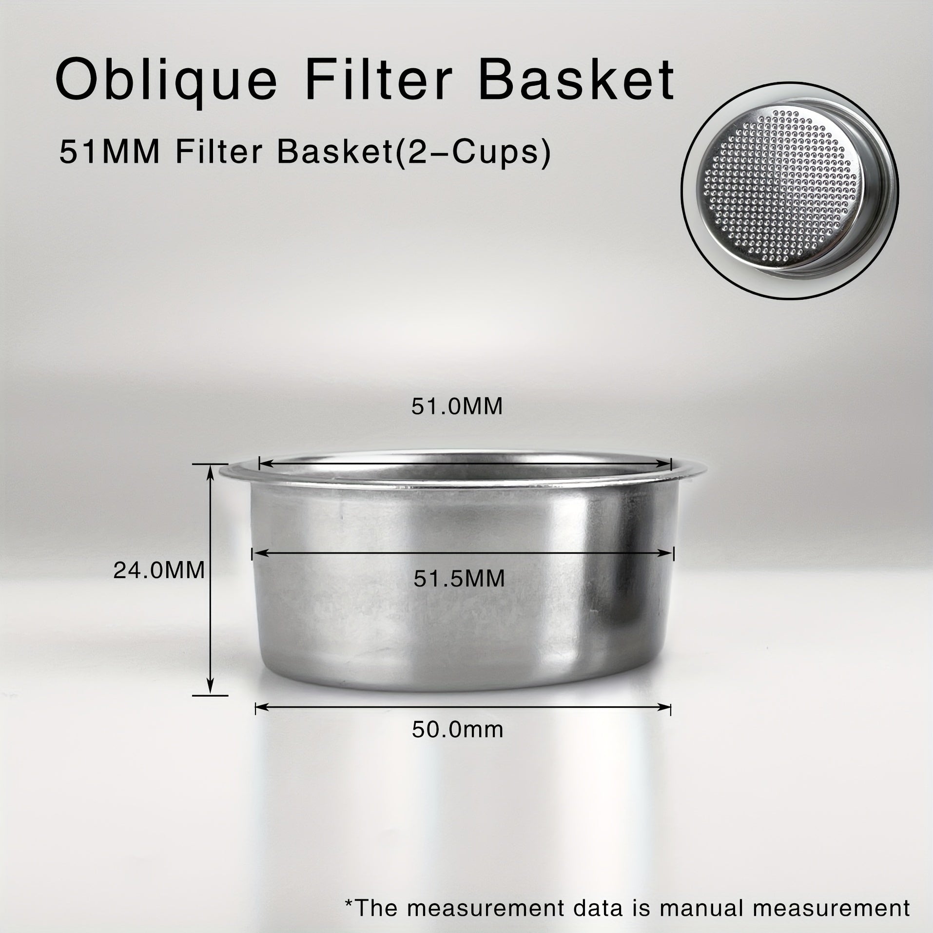 Delonghi portafilter uchun zanglamaydigan po'latdan yasalgan qahva filtr basketi, bosimsiz, 51mm, 1-chashka, 2-chashka, 4-chashka uchun mos, ko'r filtrni o'z ichiga oladi, barista asbobi