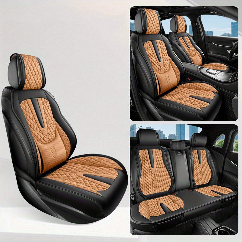 All-Season Faux Leather Car Seat Cover Breathable Dirt-Resistant for 5-Seater