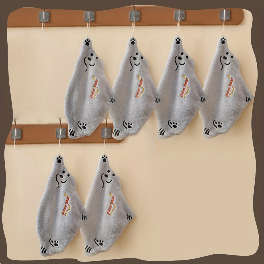 Polar Bear Hand Towels Coral Fleece Quick-Dry Absorbent Kitchen Bathroom Modern 300gsm