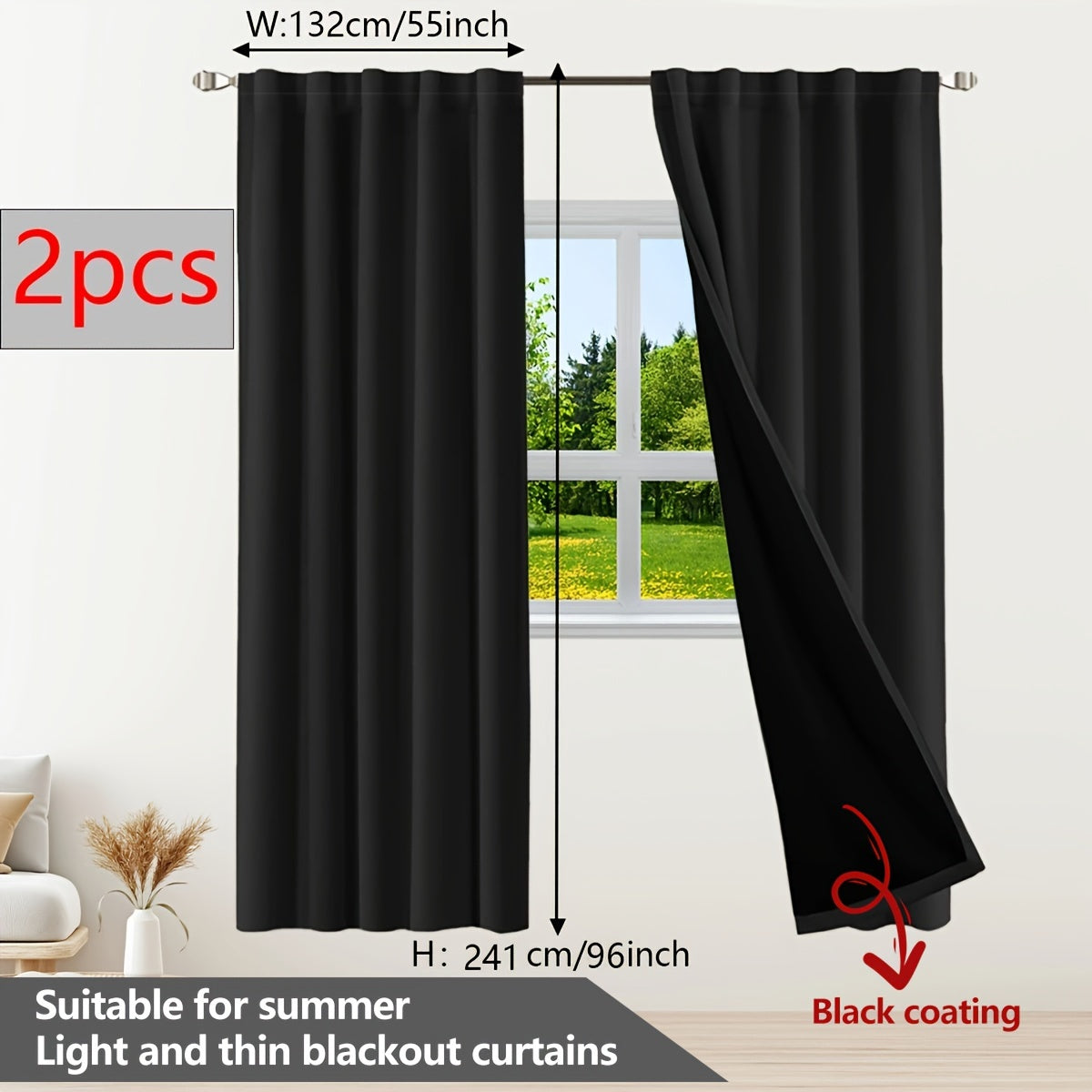 Two Pieces Blackout Curtains Thermal Insulated Twill for Bedroom Living Room