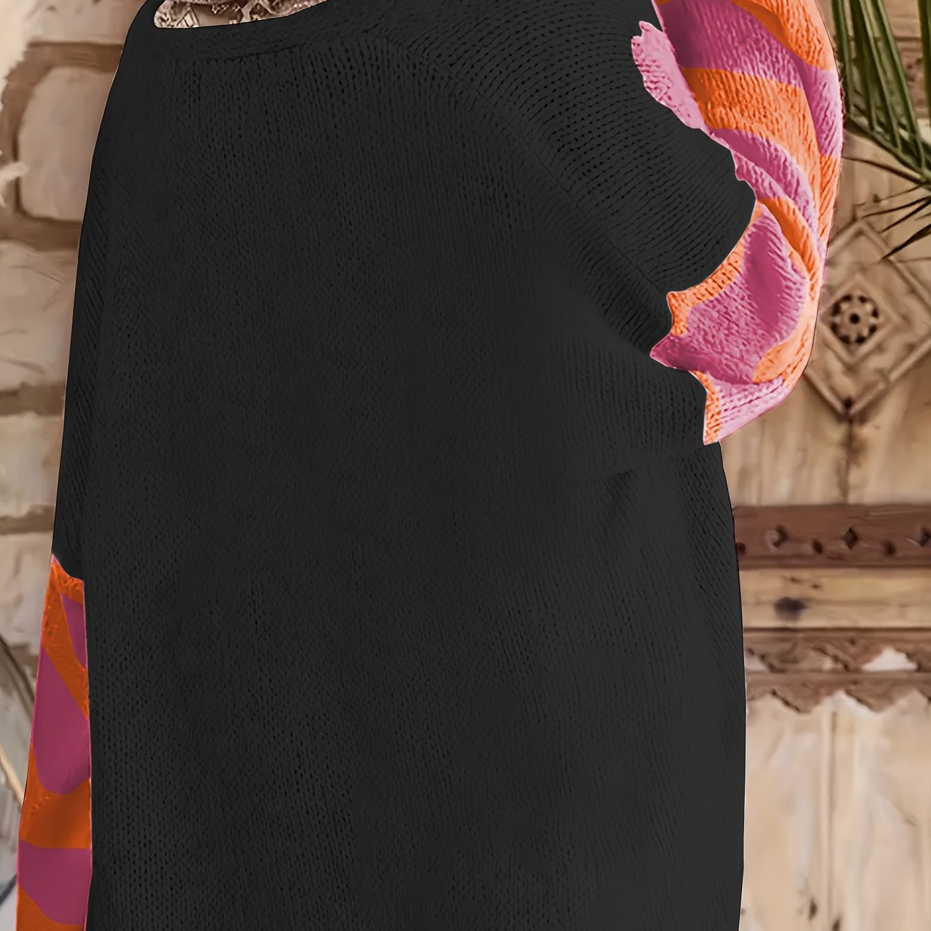 Women's Plus Size V-Neck Floral Print Knit Cardigan Long Sleeve Sweater