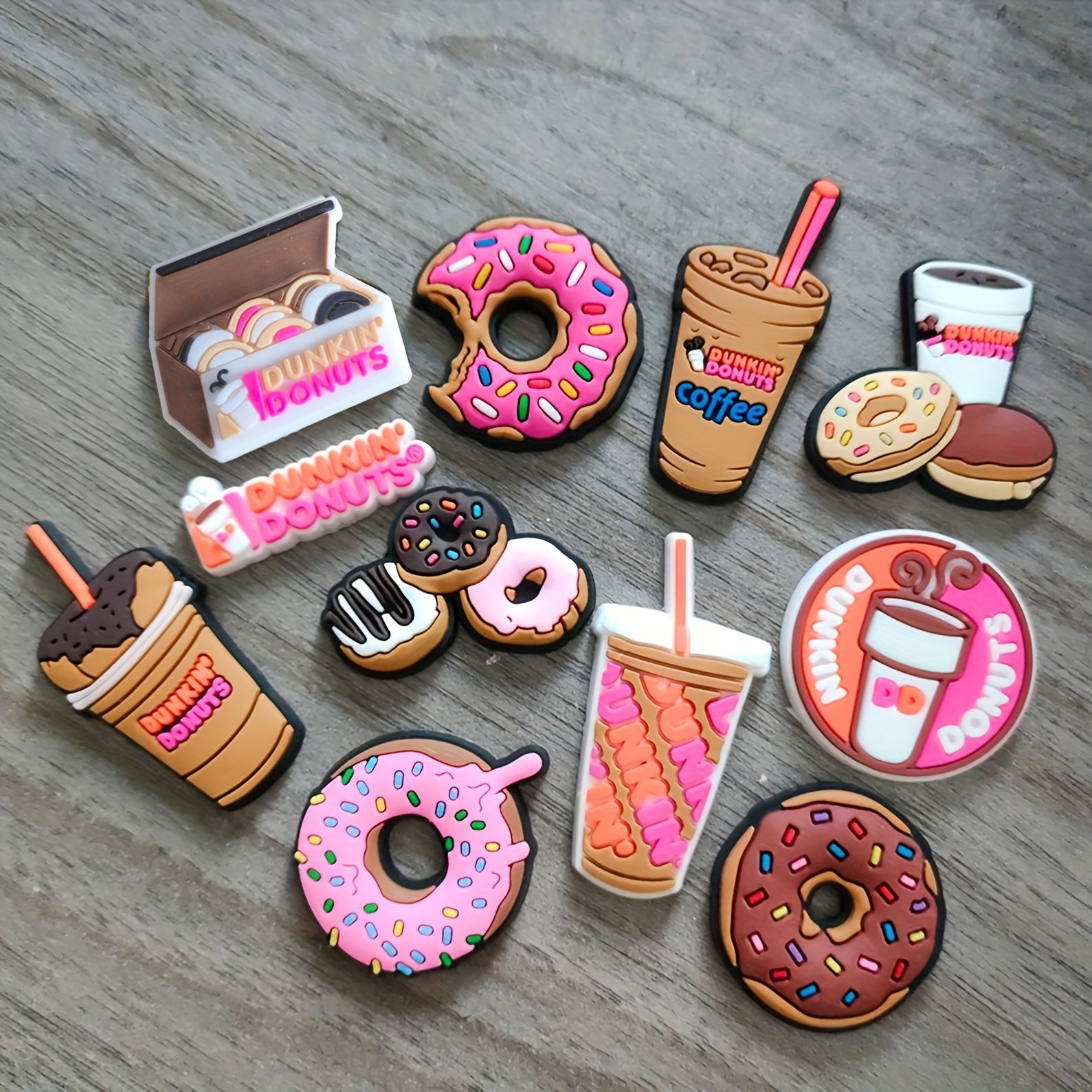 10Pcs Cartoon Food Donut Shoe Charms PVC Sandal Buckles Footwear Decor