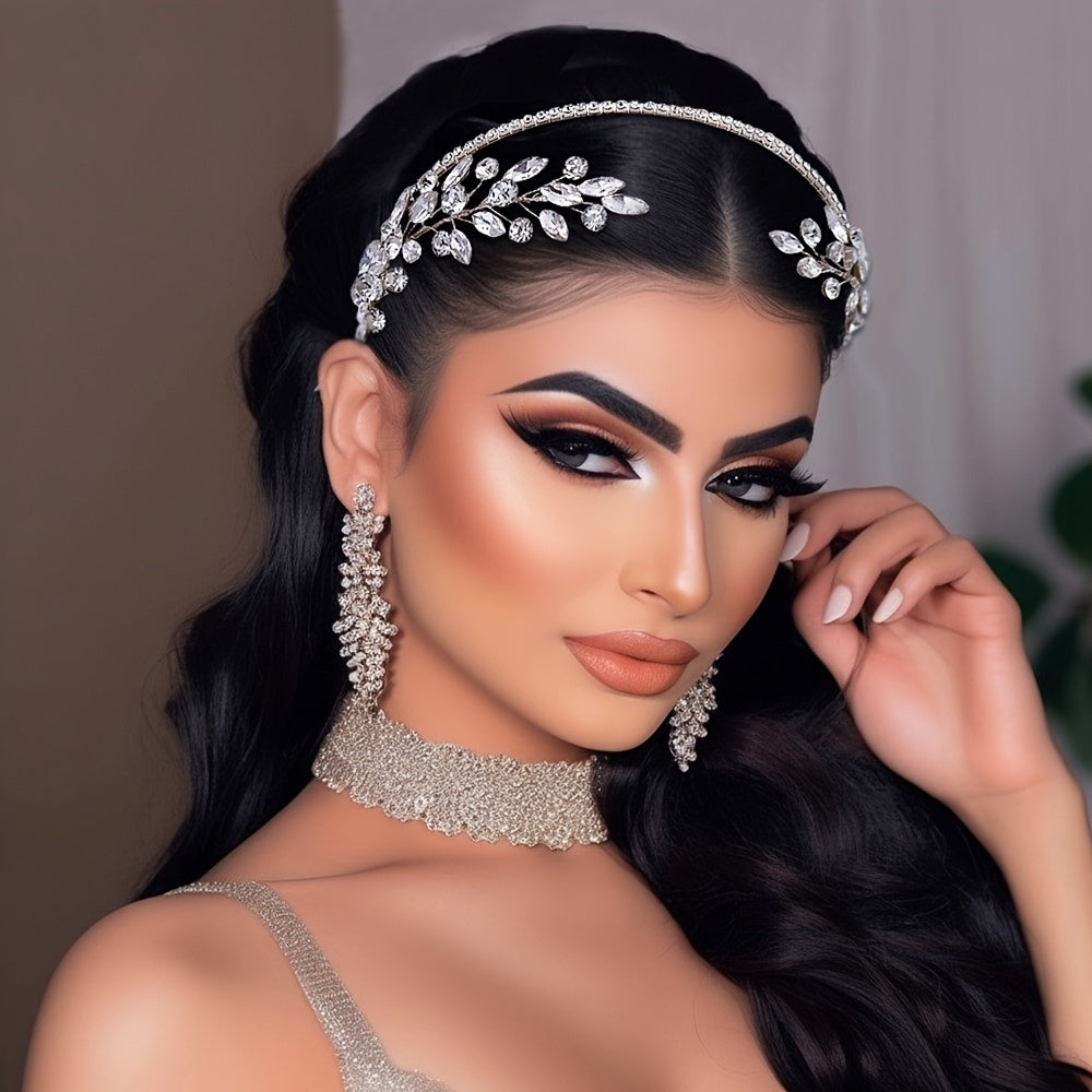 Adorno para la cabeza de novia, corona de pedrería, accesorio para el cabello de boda, forma de disco, diadema sencilla