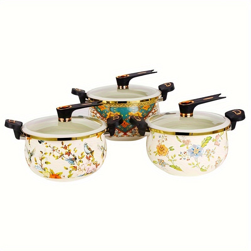 Enamel Micro-Pressure Cooker Set 1 Piece Induction Compatible No Electricity