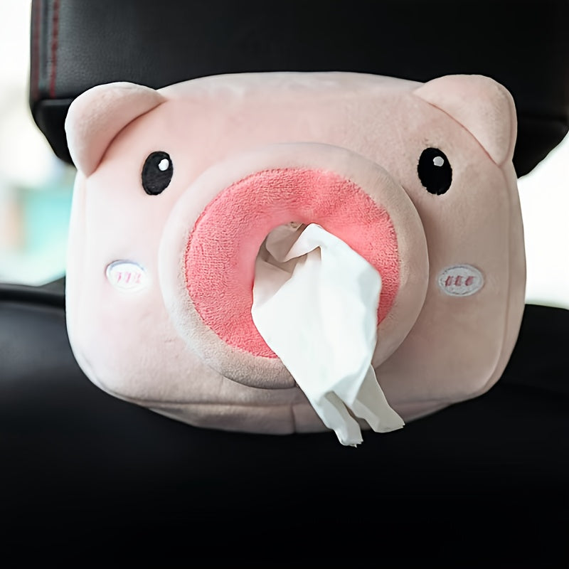 Cute Cartoon Plush Tissue Box Holder for Car Interior Decor