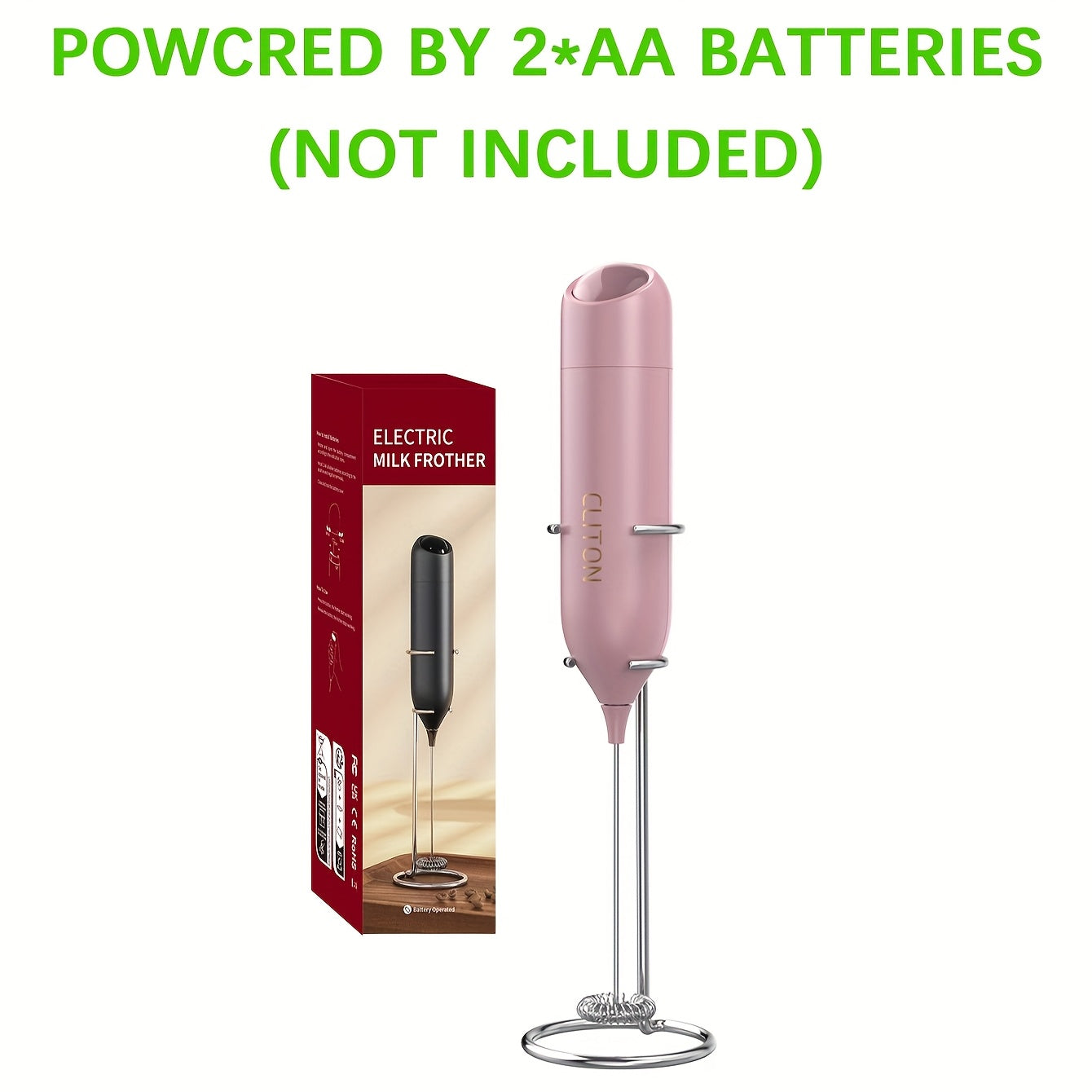 Electric Milk Frother Handheld Battery-Powered Foam Maker for Coffee Cappuccino Matcha Hot Chocolate