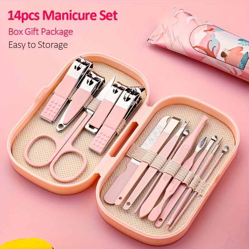 Unisex Stainless Steel Nail and Foot Care Tools Set 14 Pieces in Portable Storage Box