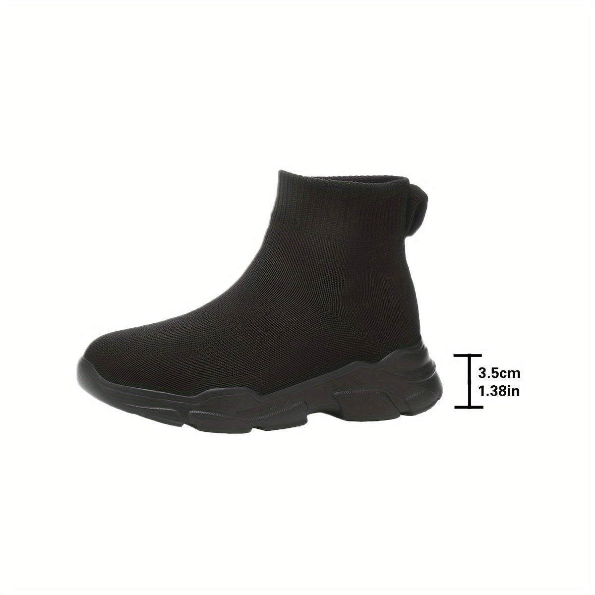 Women's Slip-On High-Top Sneakers Breathable Knit Black White Sole