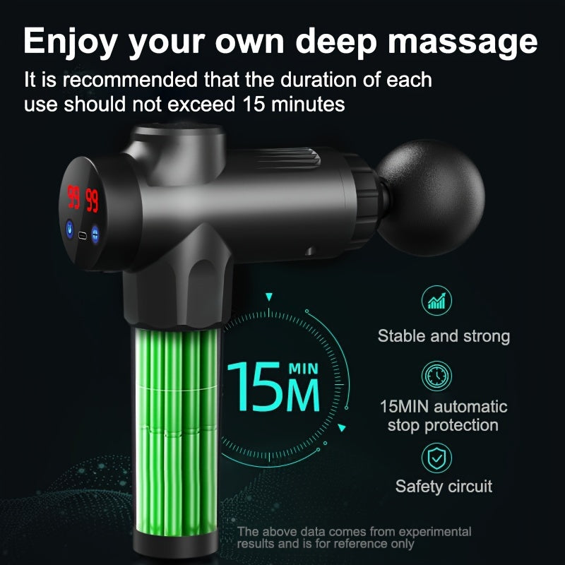 USB Rechargeable Fascia Gun with Touch Display 99 Levels Intensity 3 Massage Heads