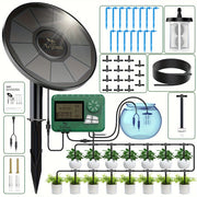 Solar Powered Drip Irrigation Kit with LCD Timer for Indoor Outdoor Gardening