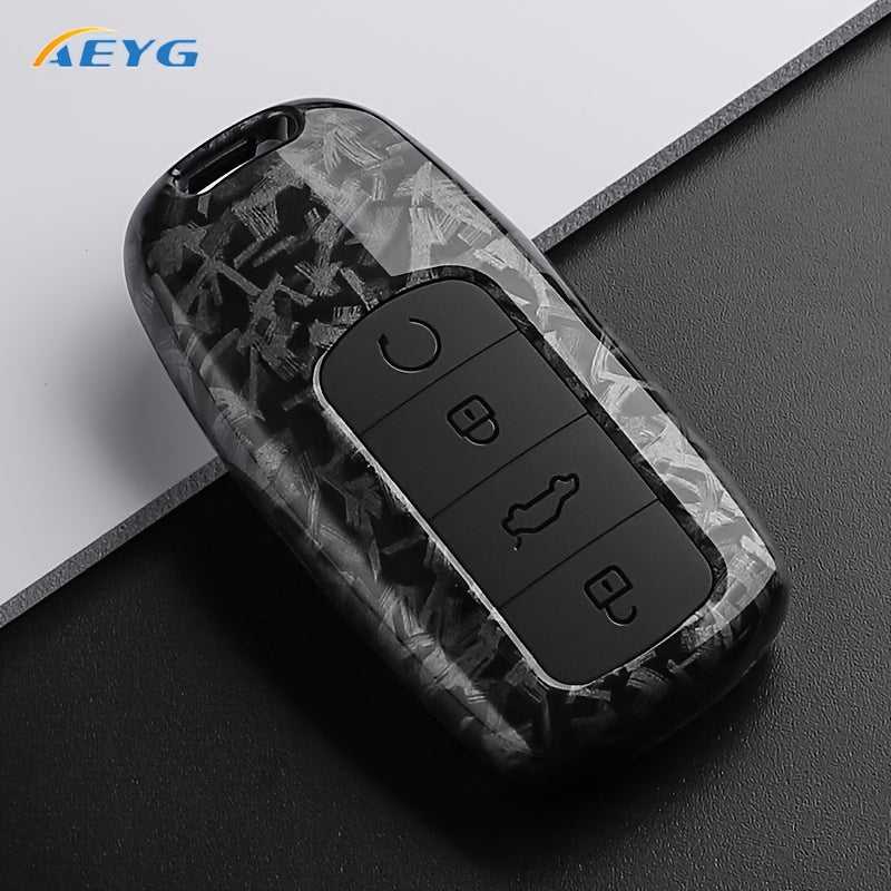 Car Key Case Cover for SUV, Carbon Fiber Style, Fob Protector, Black